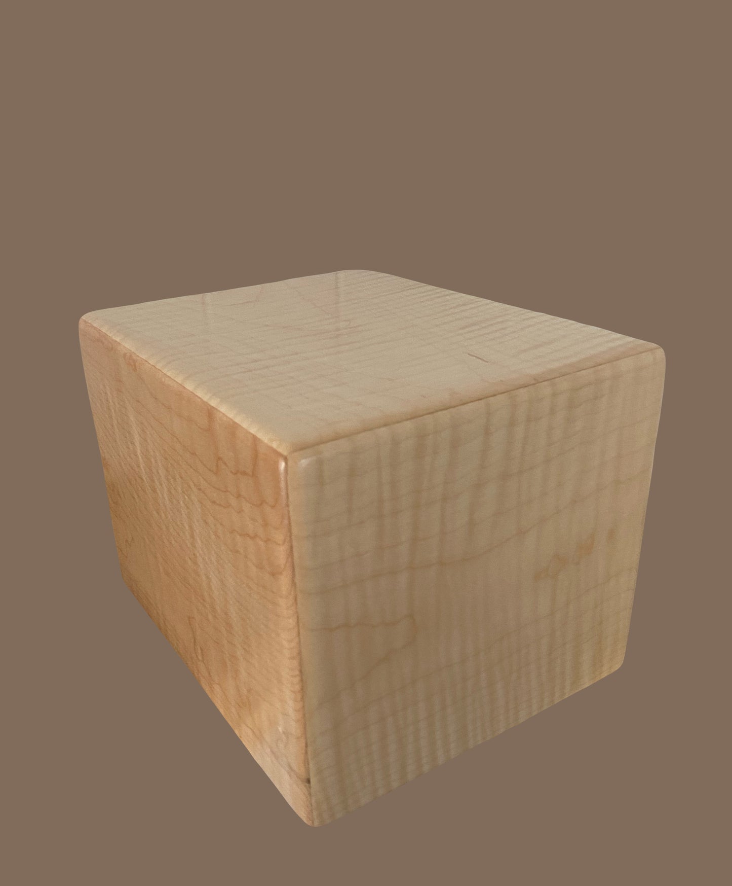 Minimalist Cremation Rounded Urn-Curly Maple, for Adult Human Ashes, up to 200 pounds