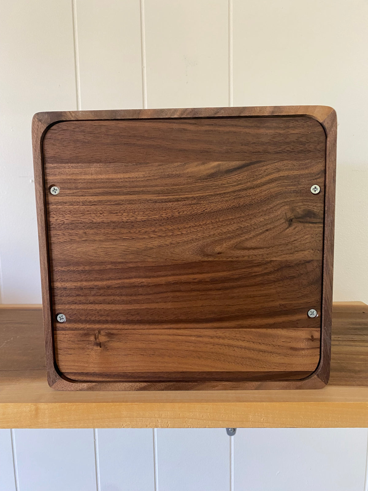 Minimalist Cremation Urn-Black, Walnut with blue epoxy for Adult Human Ashes, up to 200 pounds