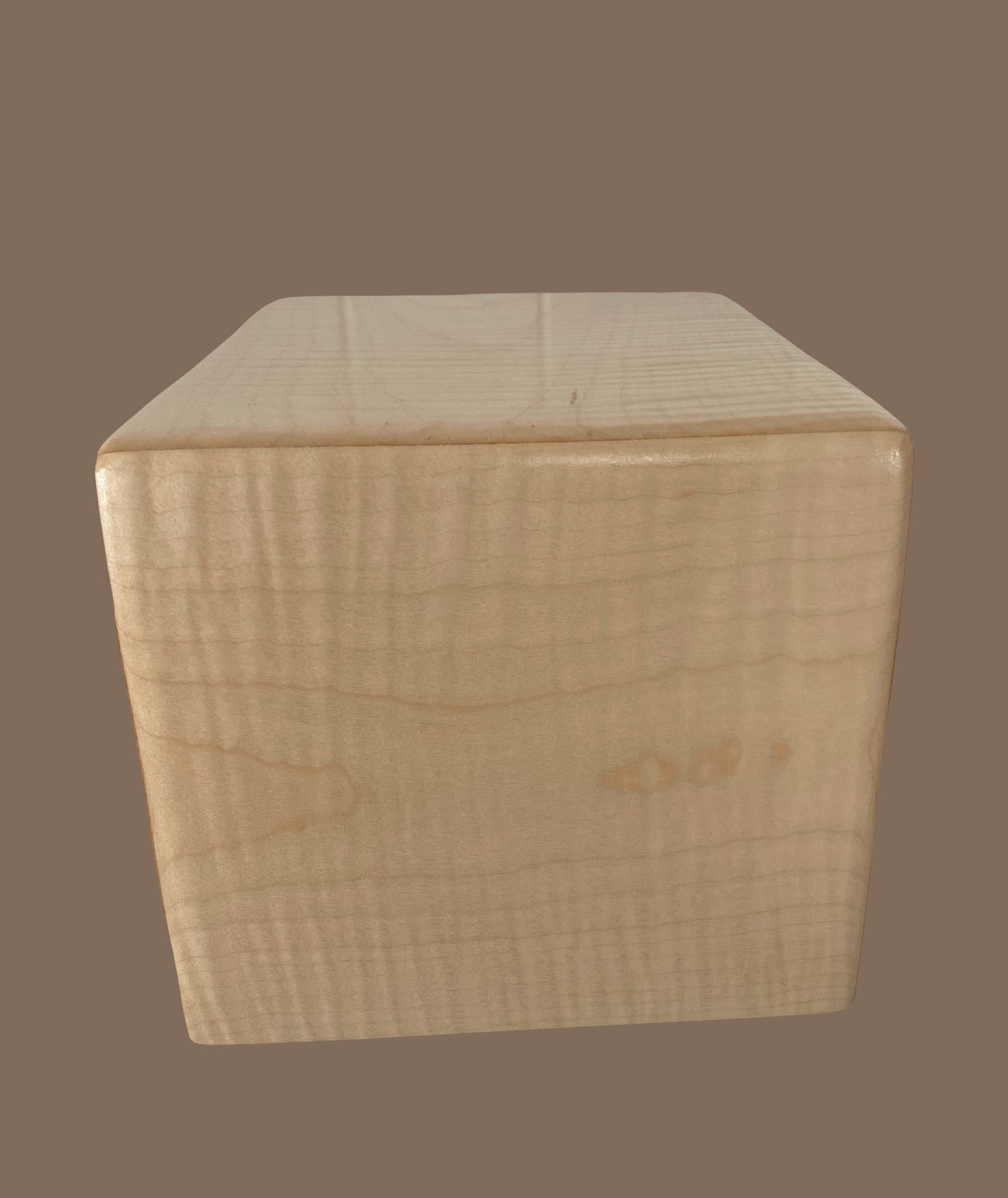 Minimalist Cremation Rounded Urn-Curly Maple, for Adult Human Ashes, up to 200 pounds