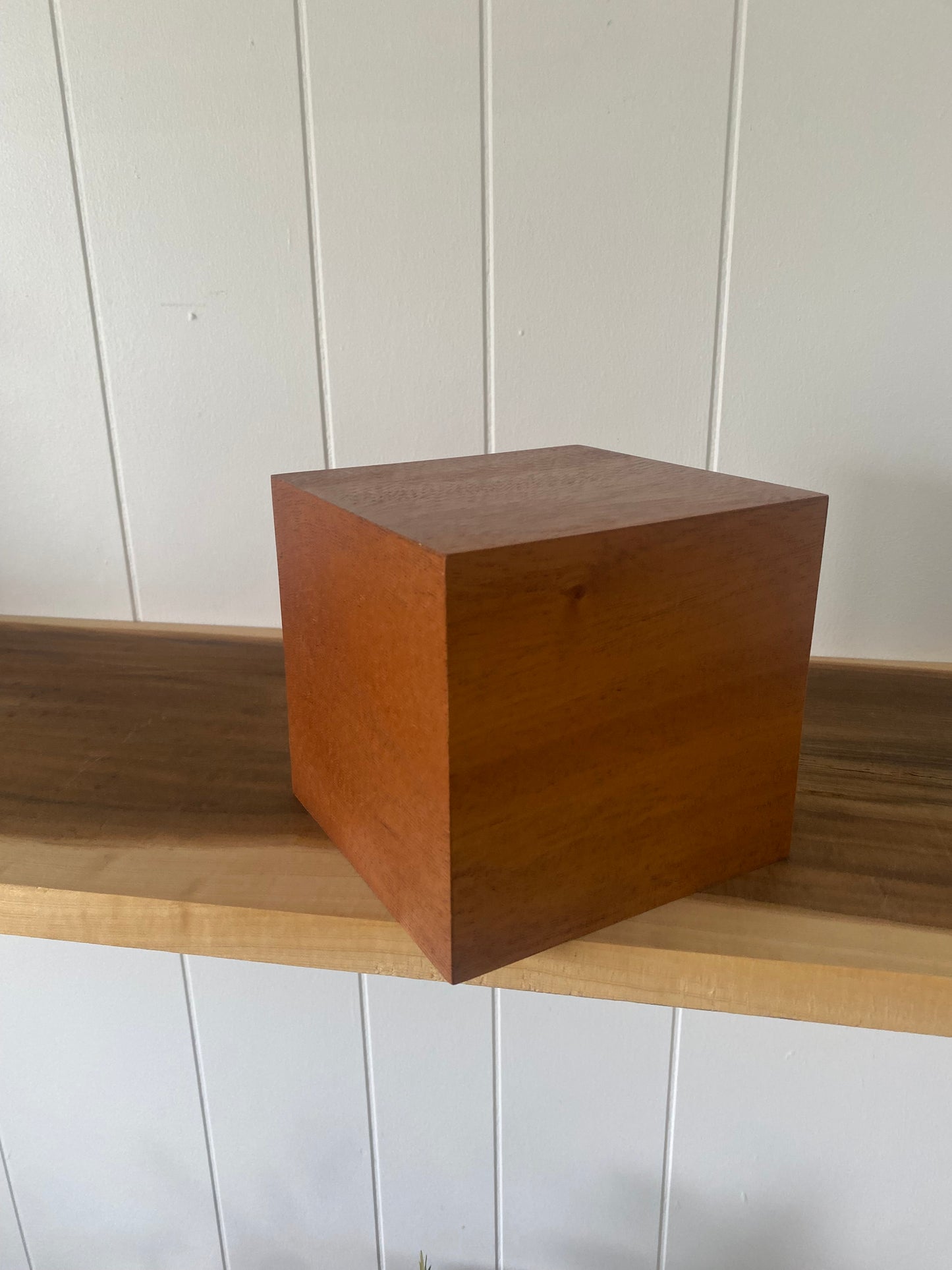 African Mahogany Cube Cremation Urn for Small Human ashes, up to 90 pounds