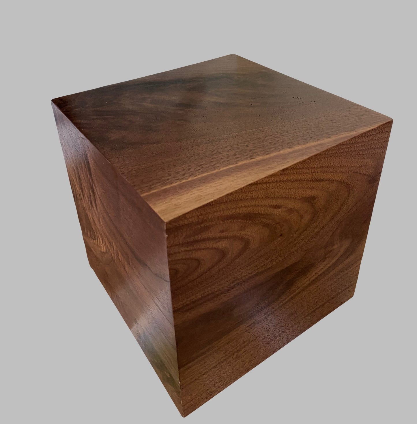 Minimalist Cremation Urn-Black Walnut, blue epoxy, marbled imperfect wood, for Adult Human Ashes, up to 215 pounds