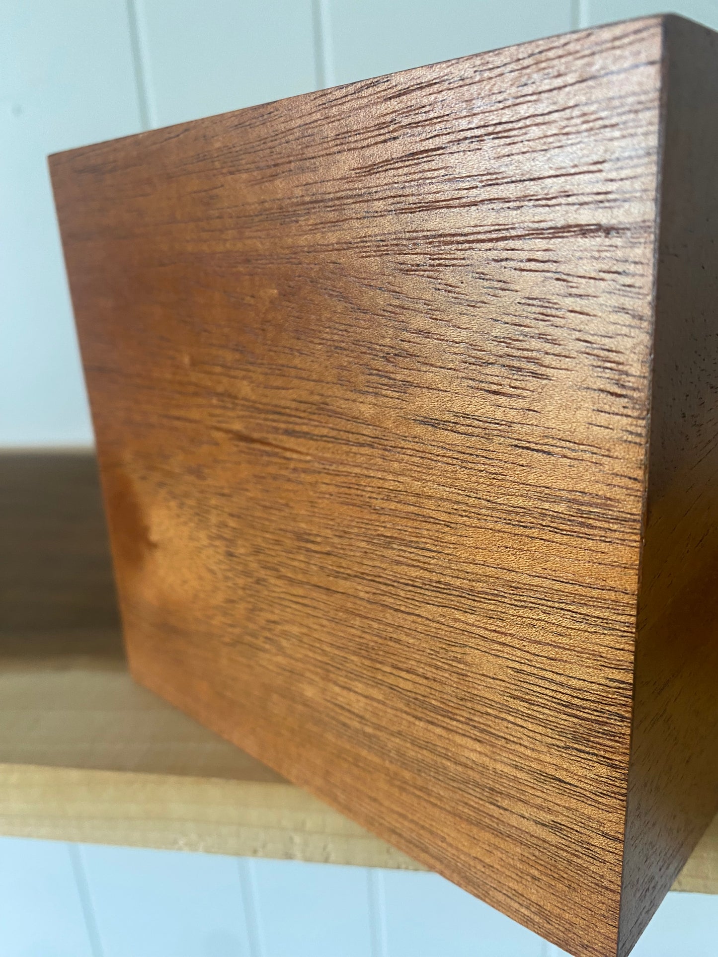 African Mahogany Cube Cremation Urn for Small Human ashes, up to 90 pounds
