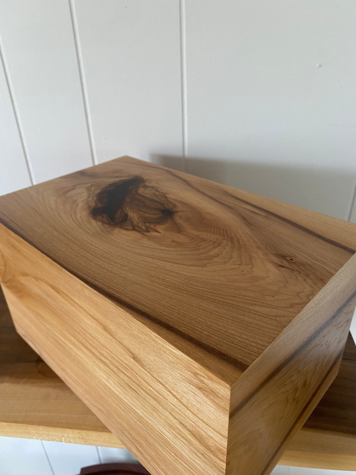 Minimalist Cremation Urn-Hickory, black epoxy for Adult Human Ashes, up to 240 pounds