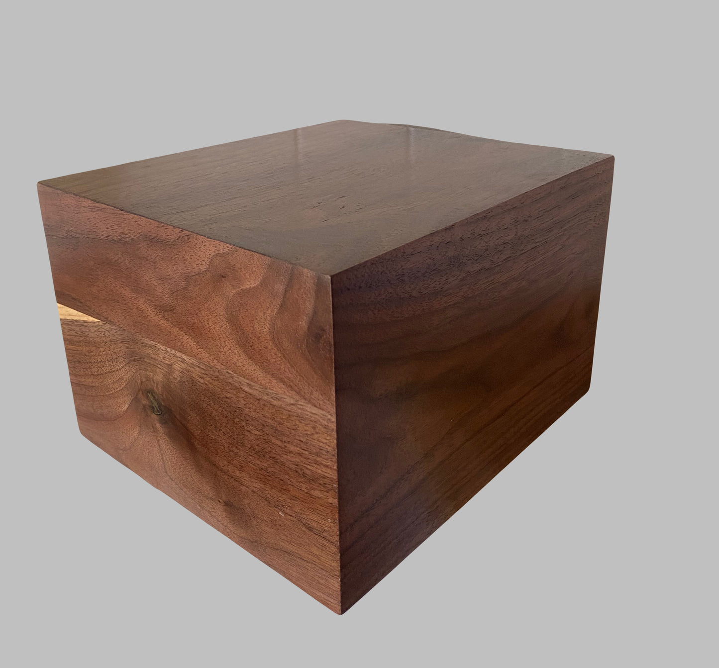 Minimalist Cremation Urn-Black Walnut, for Adult Human Ashes, up to 280 pounds