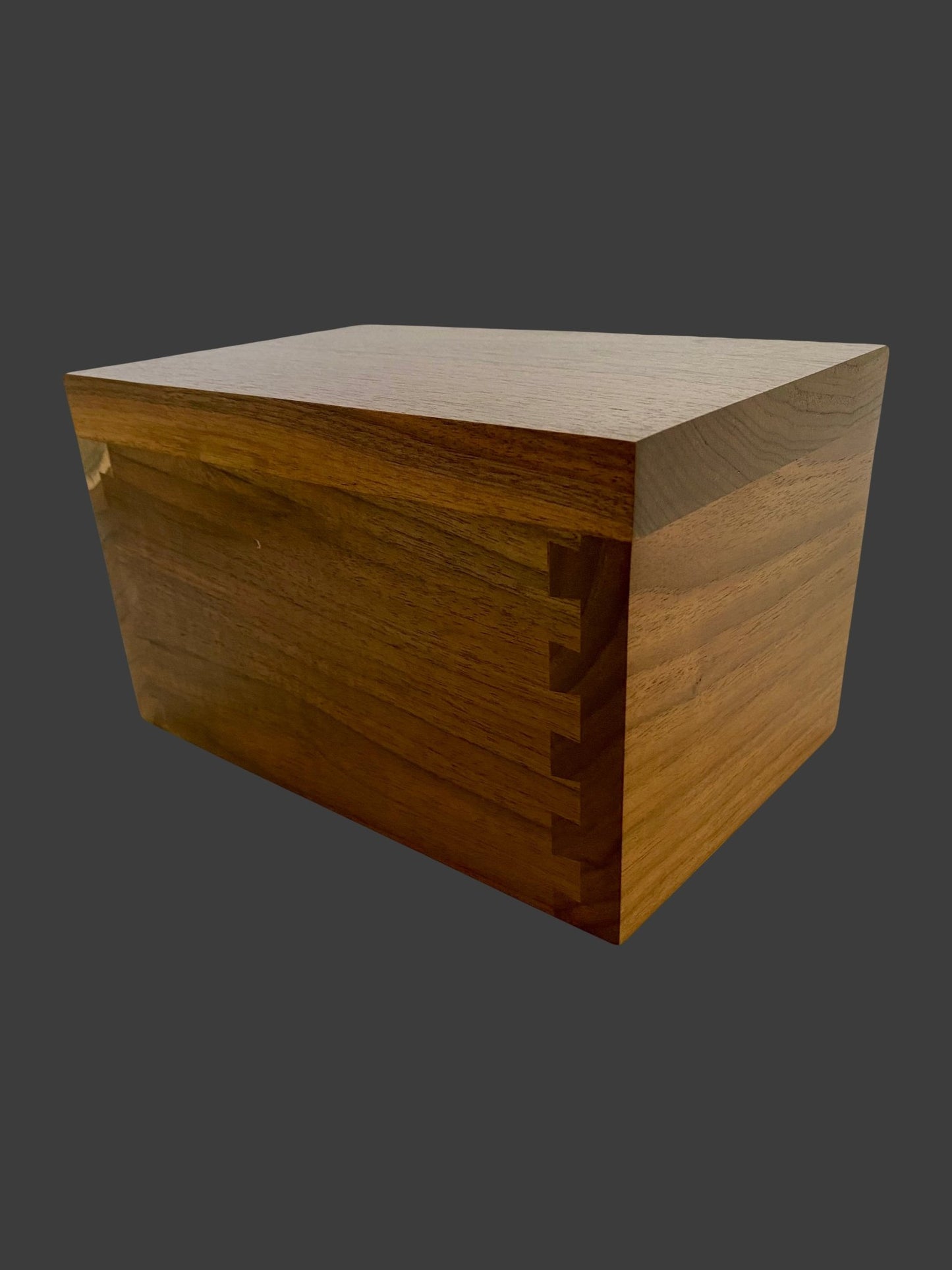 Minimalist Cremation Urn-Black Walnut-dovetail, for Adult Human Ashes, up to 120 pounds