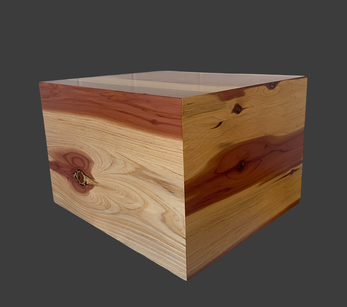 Minimalist Urn-Aromatic Cedar, for Adult Human Ashes, mostly white, up to 280 pounds