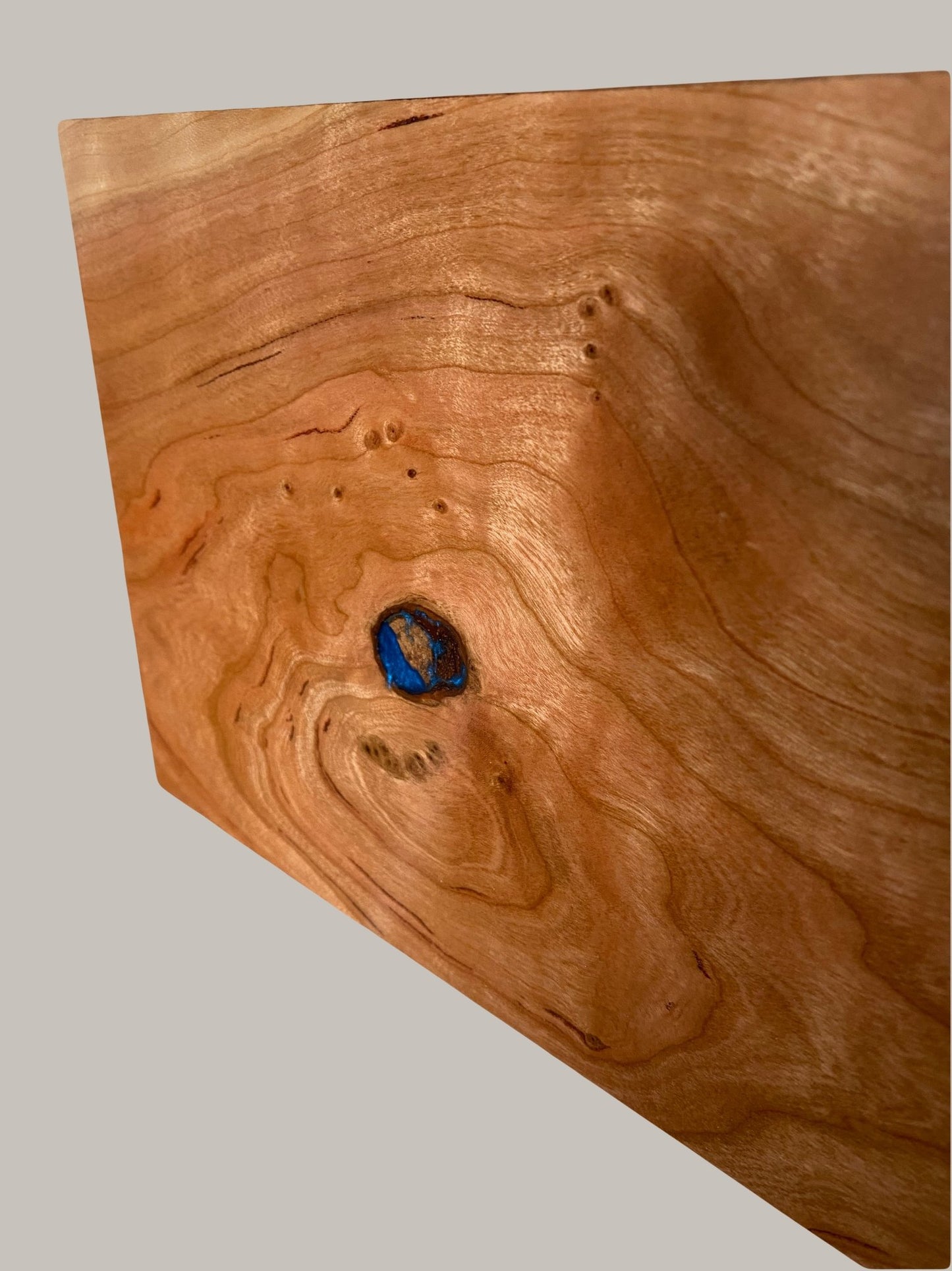 Minimalist Cremation Urn-Aged Cherry, black and blue epoxy, marbled imperfect wood, for Adult Human Ashes, up to 400 pounds