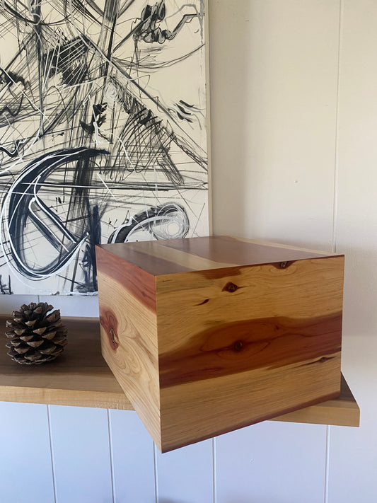 Minimalist Urn-Aromatic Cedar, for Adult Human Ashes, mostly white, up to 280 pounds