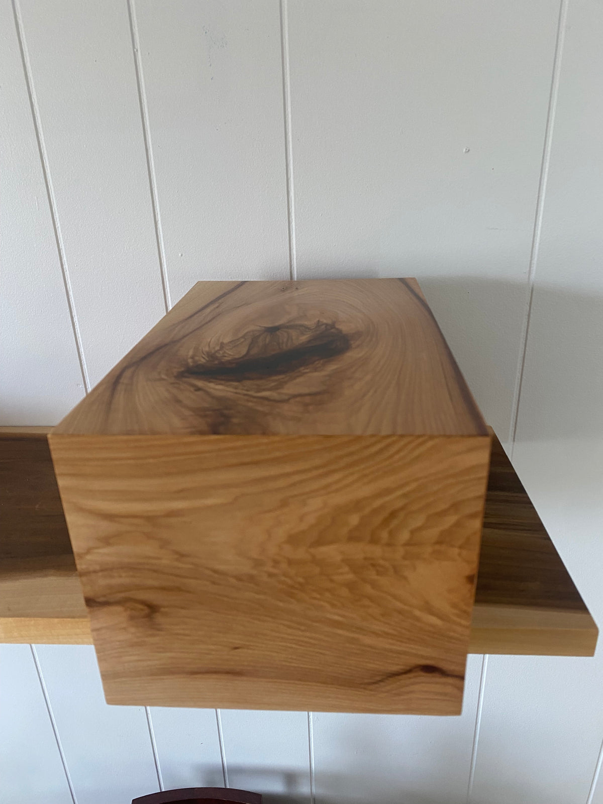Minimalist Cremation Urn-Hickory, black epoxy for Adult Human Ashes, up to 240 pounds