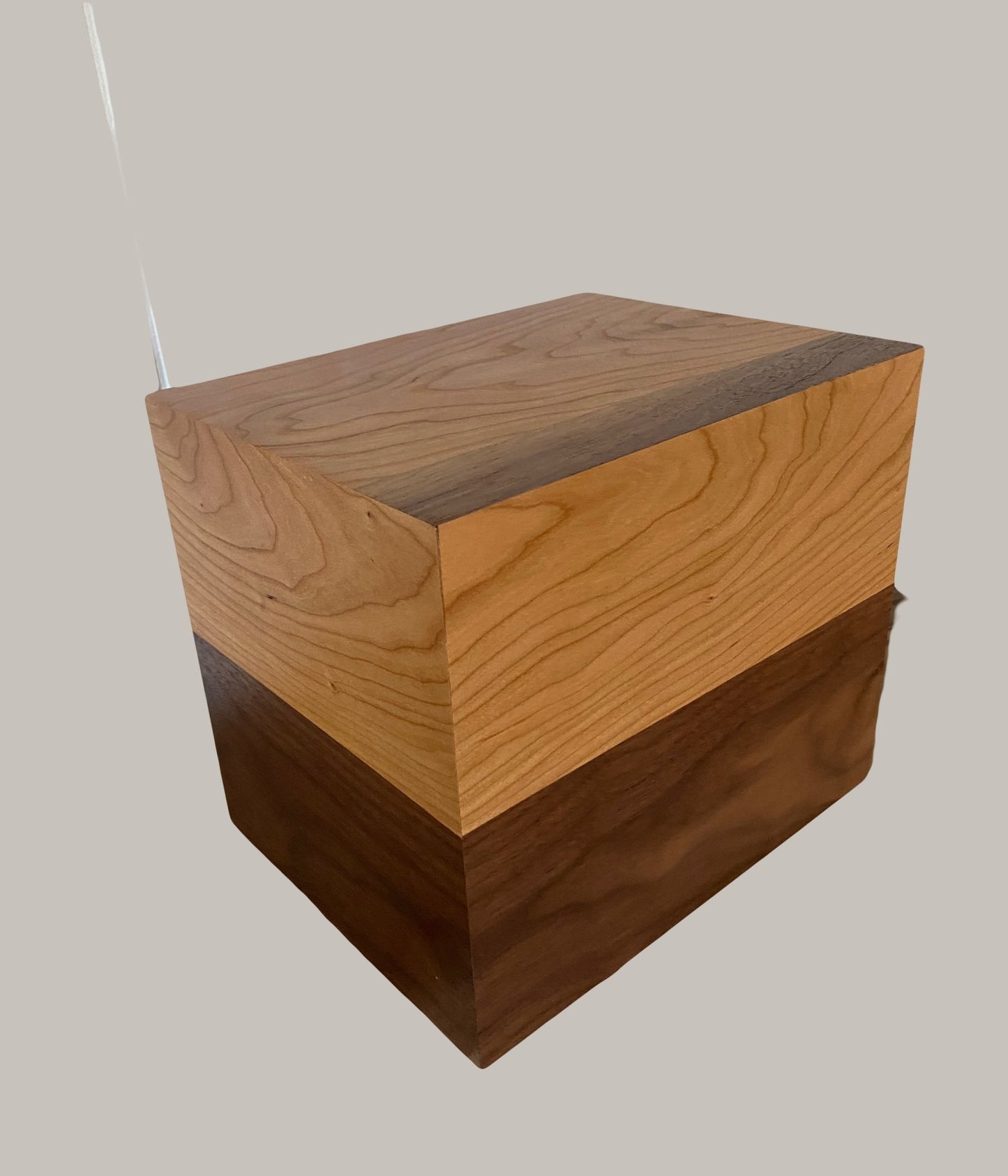 Minimalist Cremation Urn-Black Walnut and Cherry, for Adult Human Ashes, up to 280 pounds