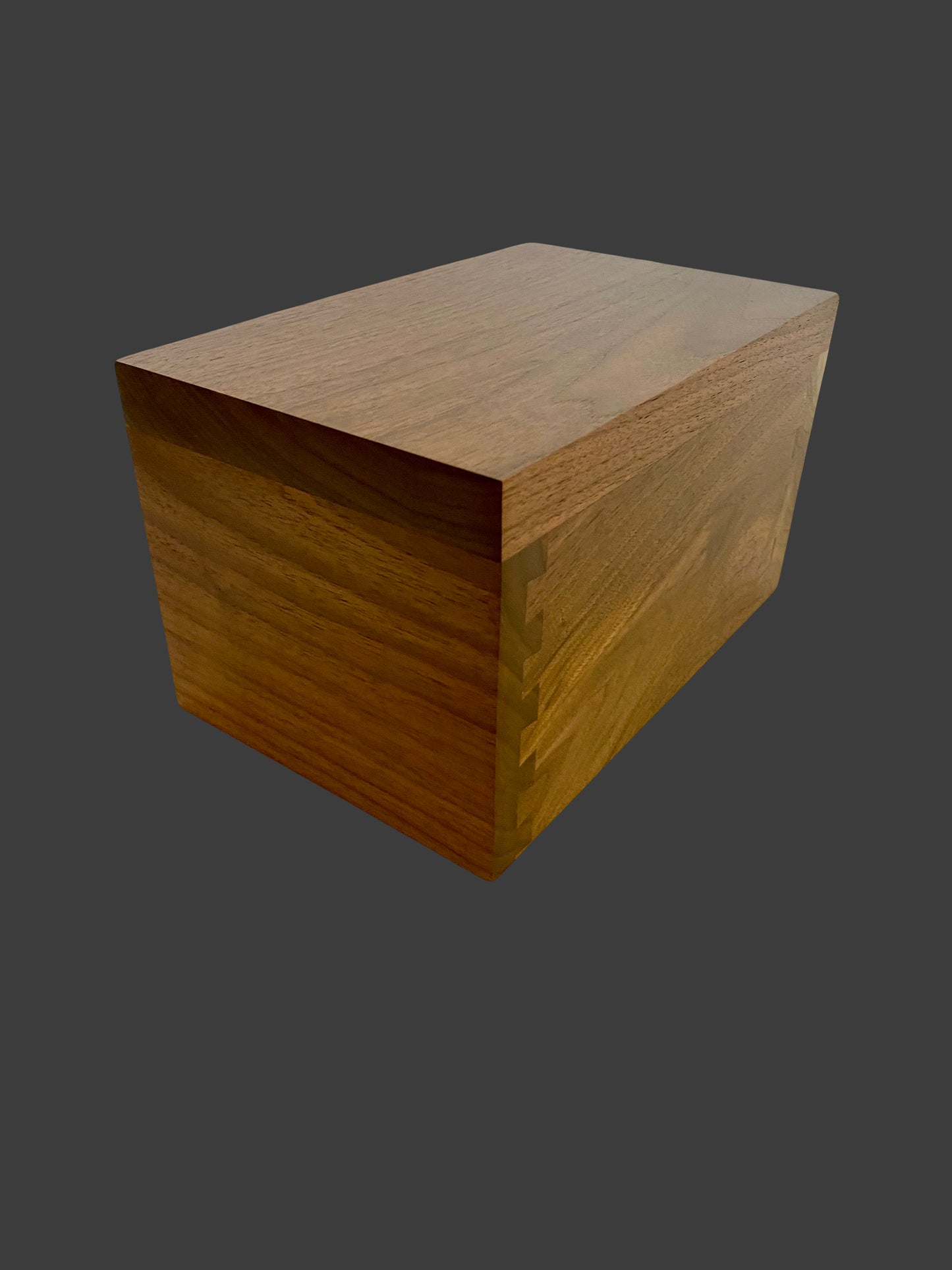 Minimalist Cremation Urn-Black Walnut-dovetail, for Adult Human Ashes, up to 120 pounds