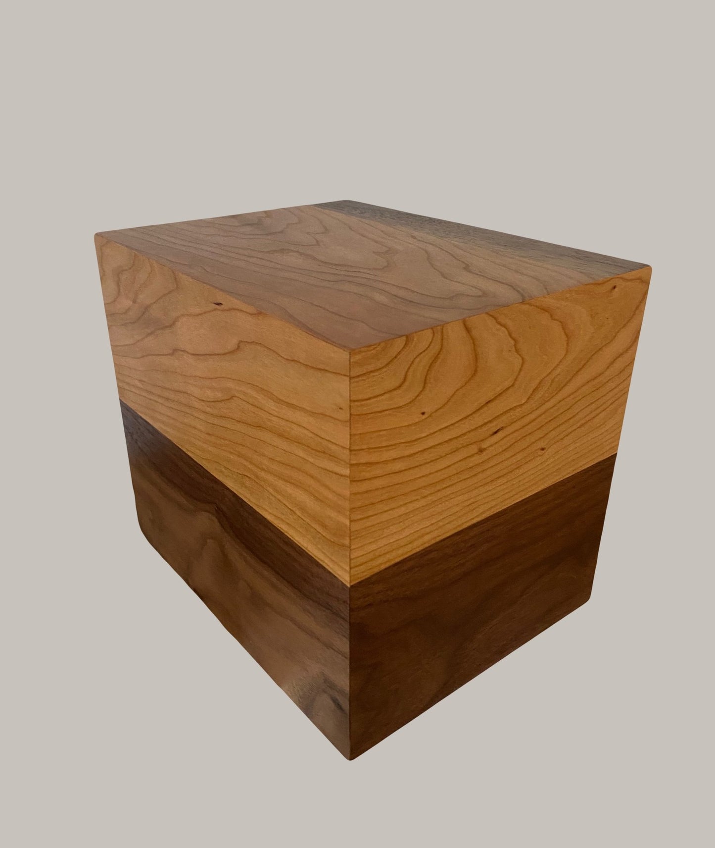 Minimalist Cremation Urn-Black Walnut and Cherry, for Adult Human Ashes, up to 280 pounds