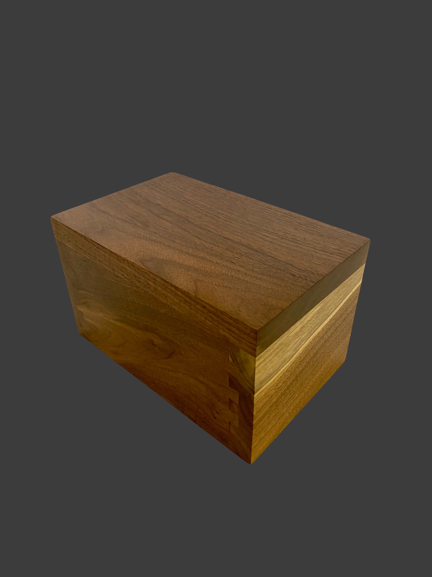 Minimalist Cremation Urn-Black Walnut-dovetail, for Adult Human Ashes, up to 120 pounds