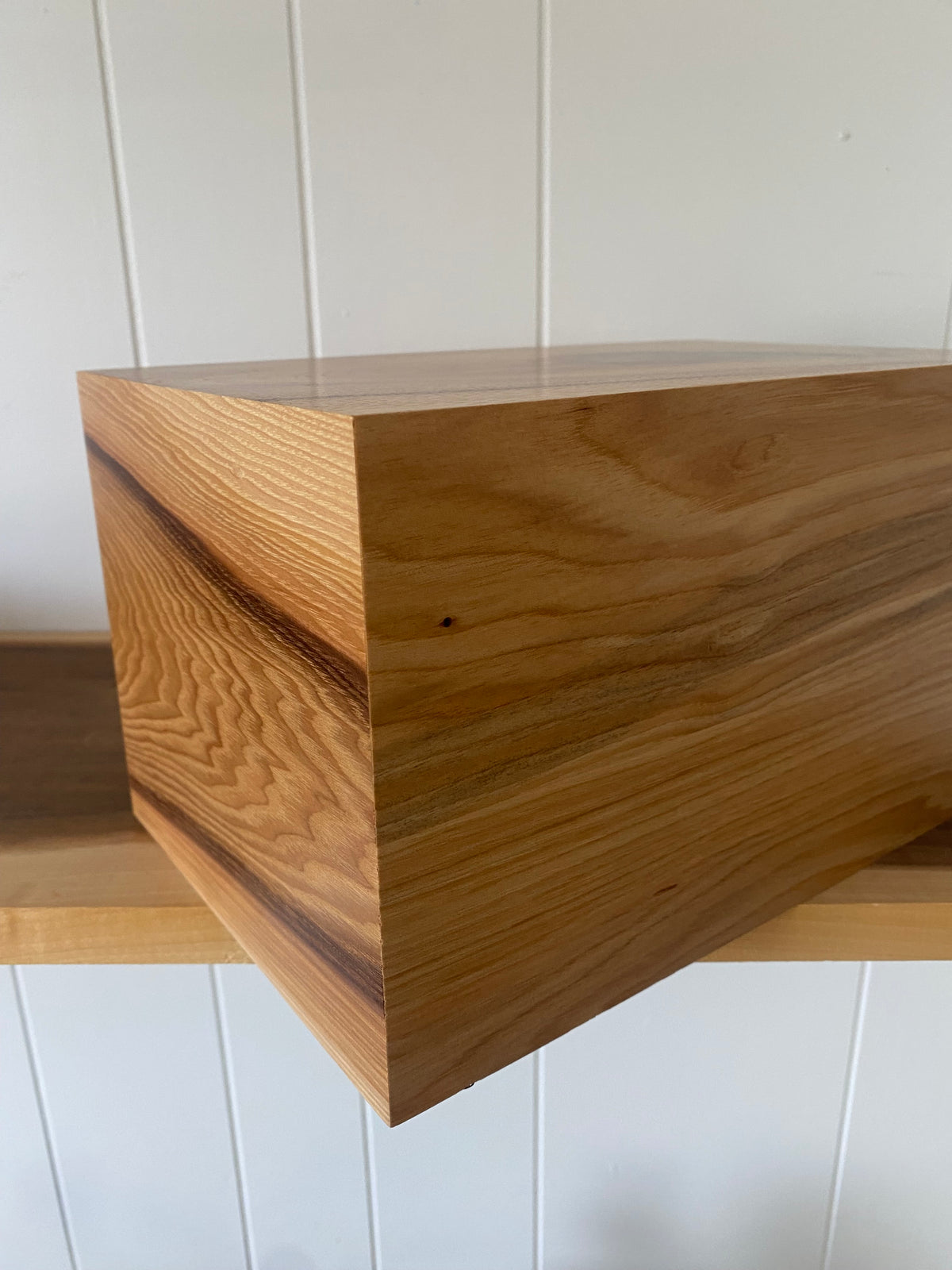 Minimalist Cremation Urn-Hickory, black epoxy for Adult Human Ashes, up to 240 pounds