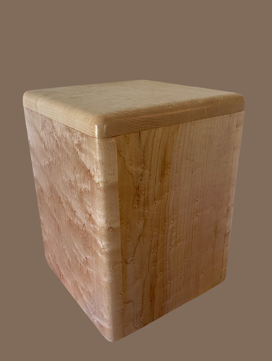 Birdseye Maple Urn-for ashes, up to 440 pounds, possible companion