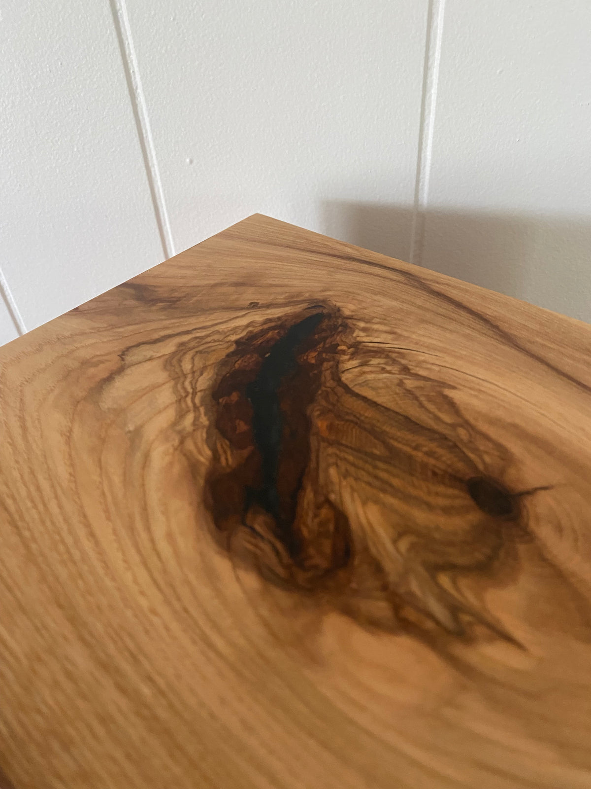 Minimalist Cremation Urn-Hickory, black epoxy for Adult Human Ashes, up to 240 pounds