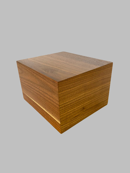 Minimalist Cremation Urn-Black Walnut, for Adult Human Ashes, up to 280 pounds