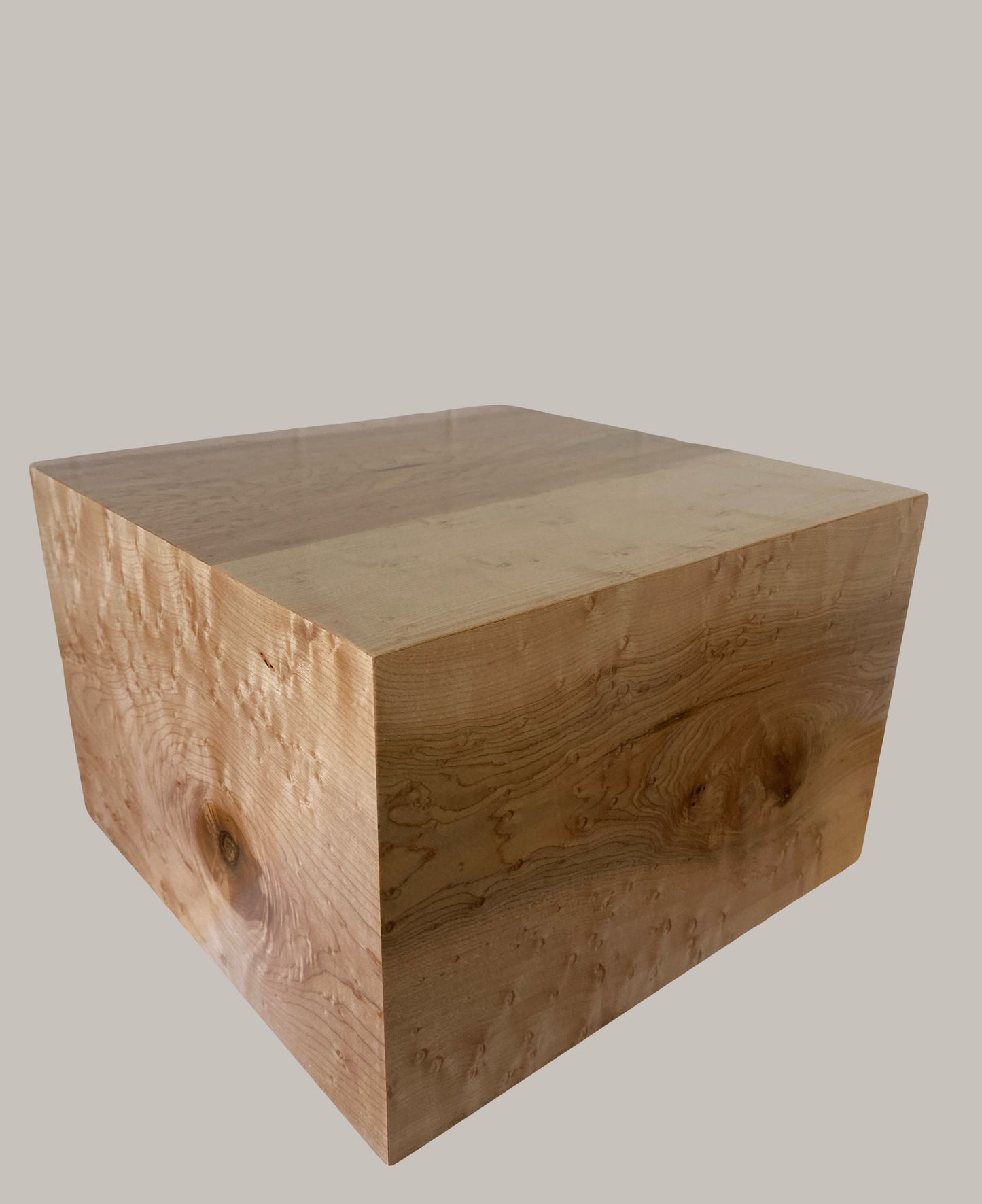 Minimalist Cremation Urn-Birdseye maple, imperfect wood, for Adult Human Ashes, up to 380 pounds