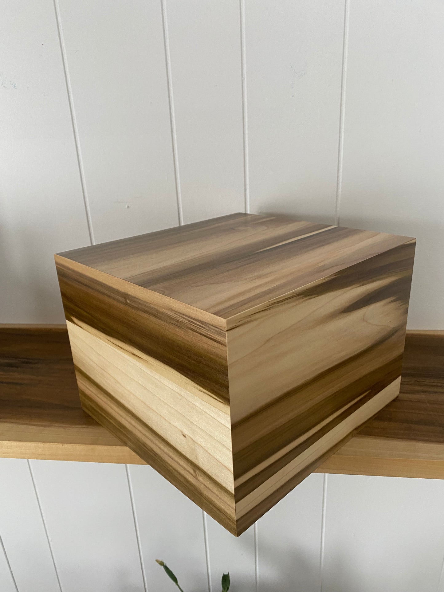 Minimalist Cremation Urn-Tulip Poplar, for Adult Human Ashes, up to 315 pounds