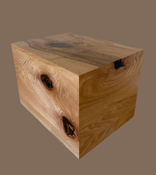 Cremation Urn- Oak—black epoxy, imperfect, knotty for Ashes, up to 300 pounds