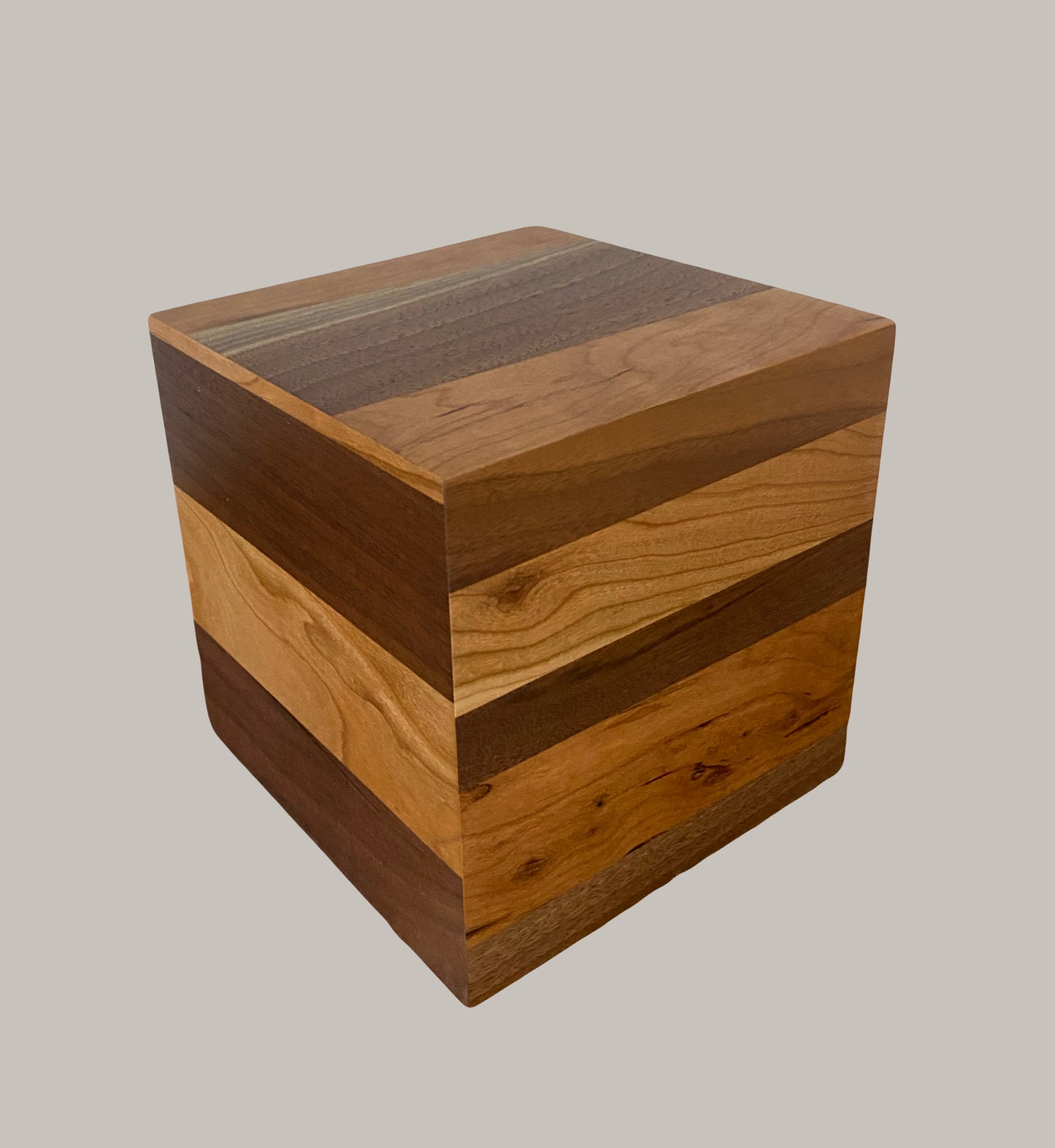 Cube Minimalist Cremation Urn-Black Walnut and Cherry, Human Ashes, up to 90 pounds