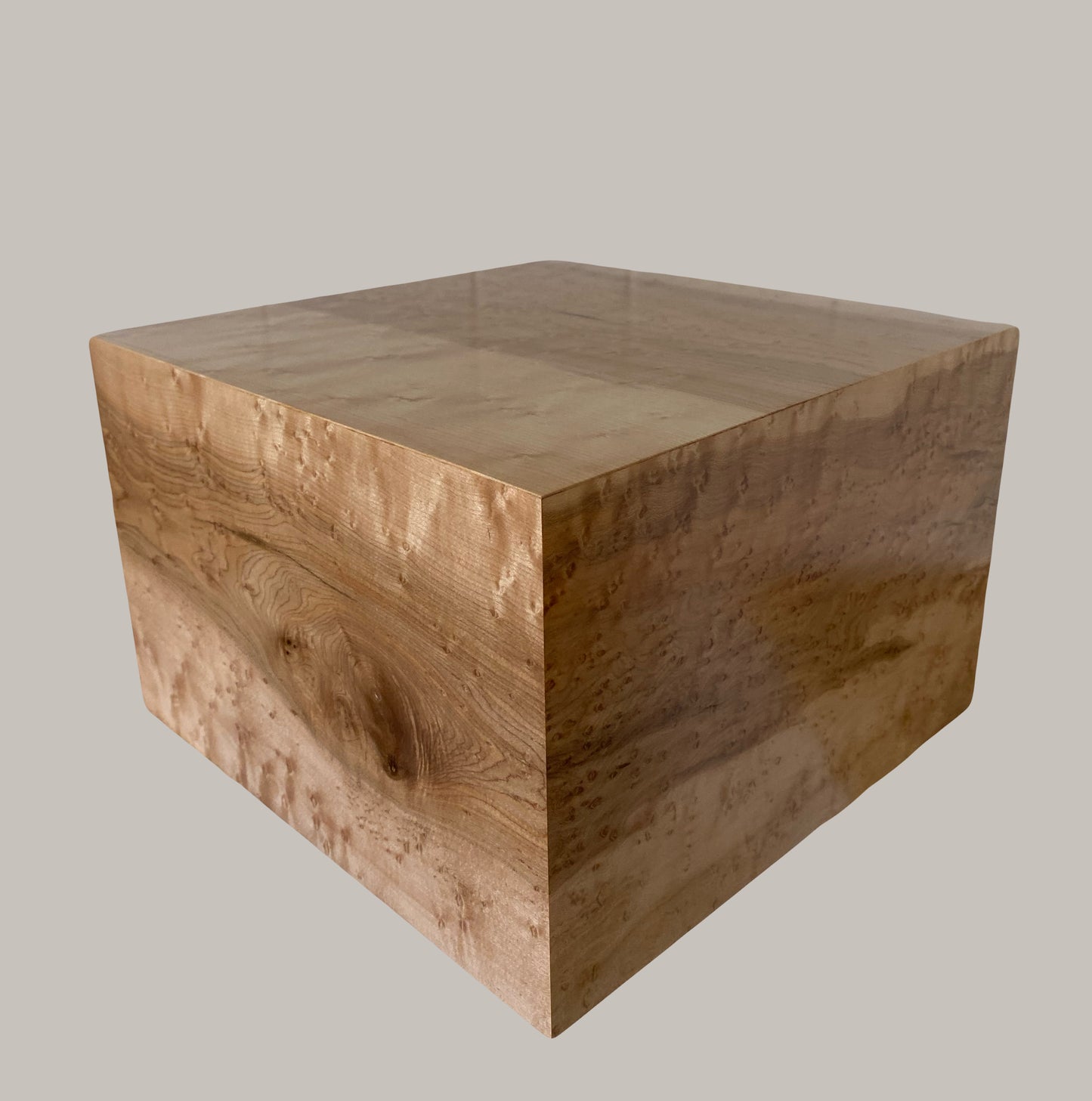 Minimalist Cremation Urn-Birdseye maple, imperfect wood, for Adult Human Ashes, up to 380 pounds