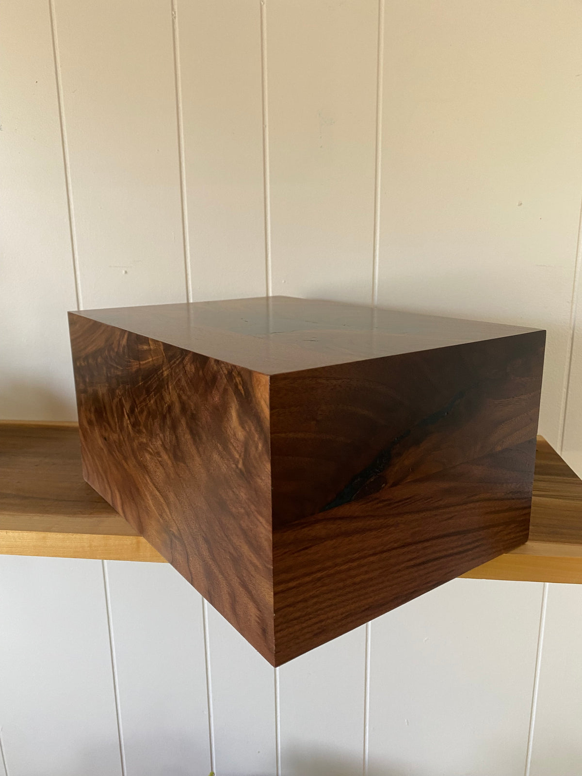 Minimalist Cremation Urn-Black, Walnut, black, green and blue epoxy for Adult Human Ashes, up to 325 pounds