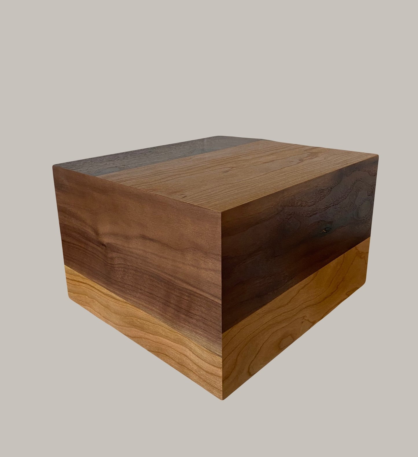 Minimalist Cremation Companion Urn-Black Walnut-Cherry, for Adult Human Ashes, up to 440 pounds