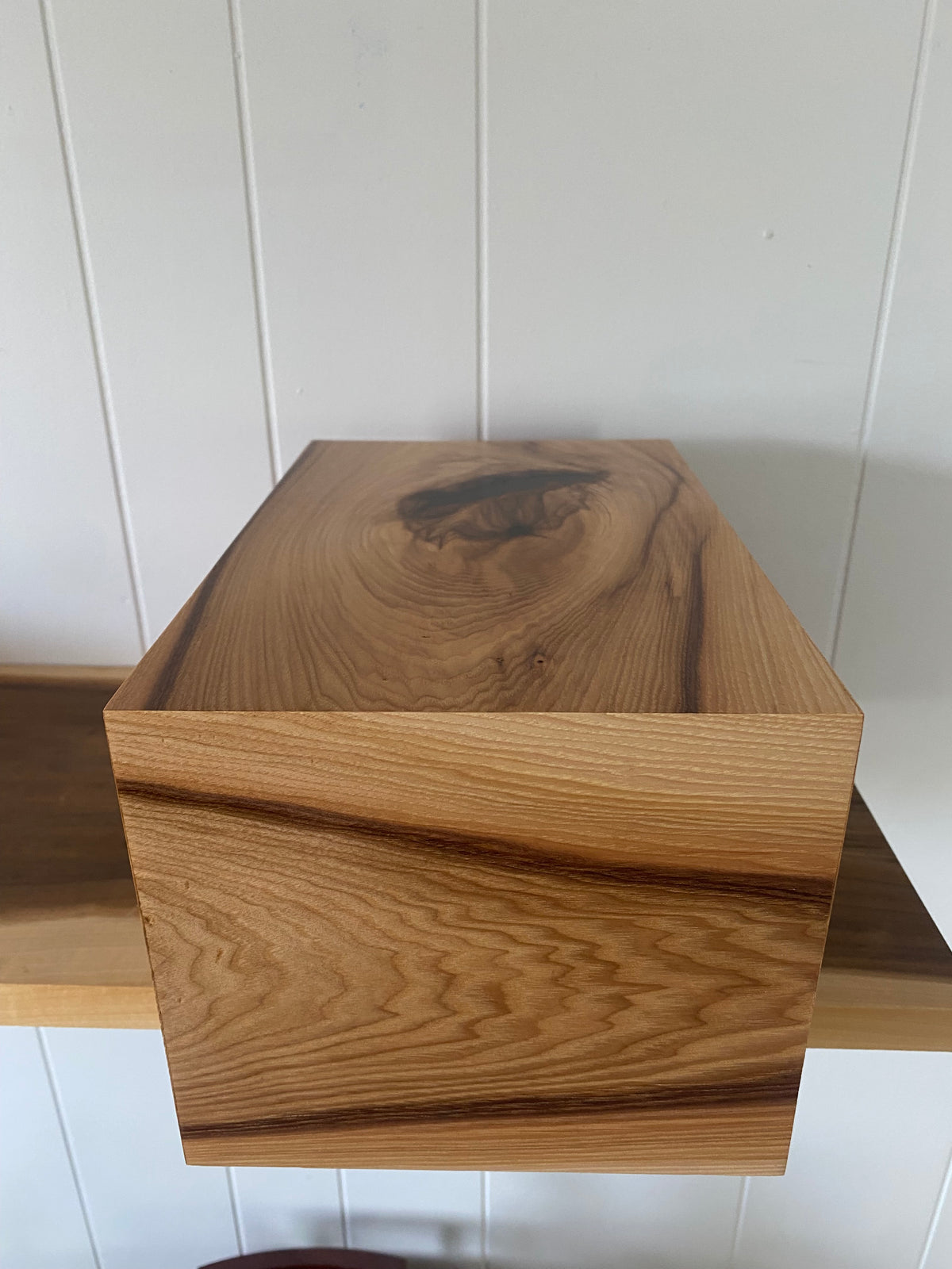 Minimalist Cremation Urn-Hickory, black epoxy for Adult Human Ashes, up to 240 pounds