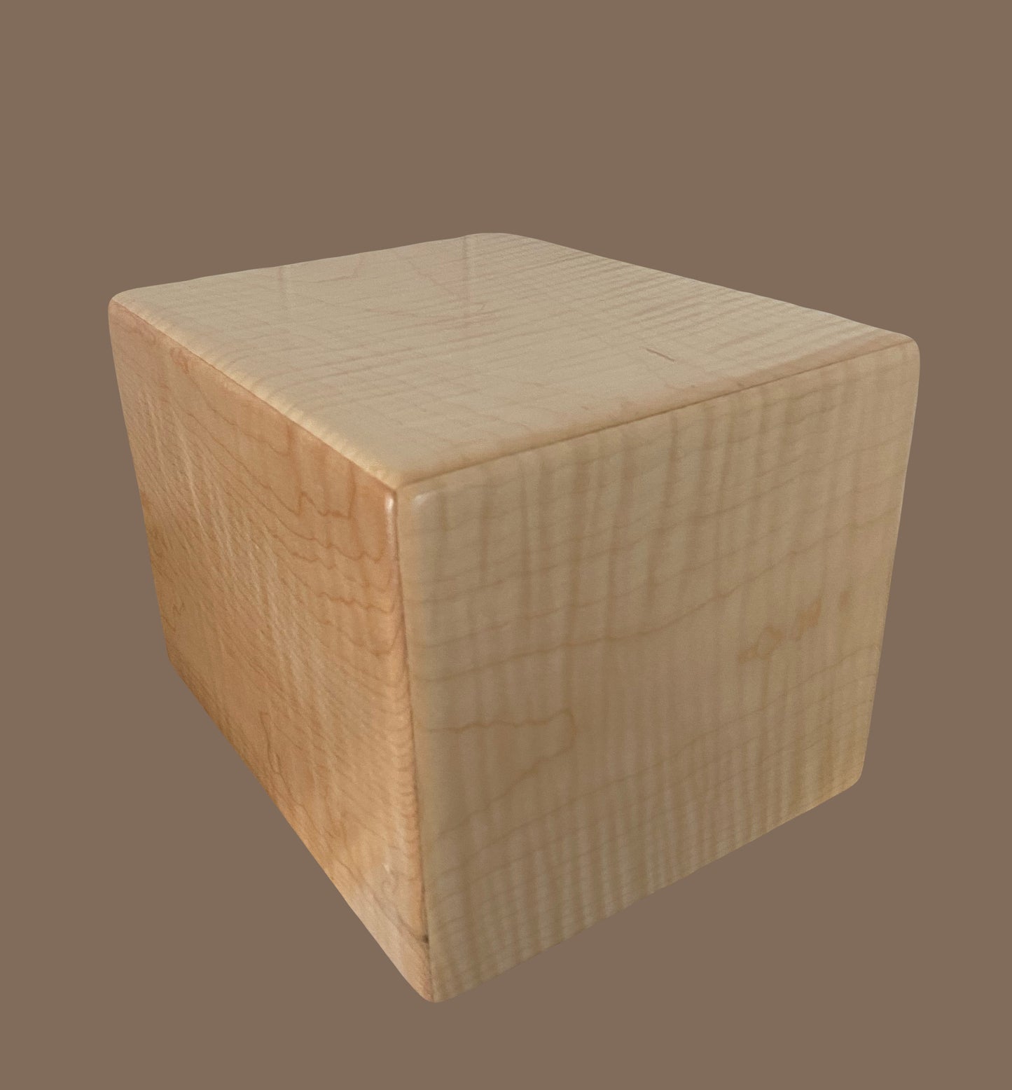 Minimalist Cremation Rounded Urn-Curly Maple, for Adult Human Ashes, up to 200 pounds