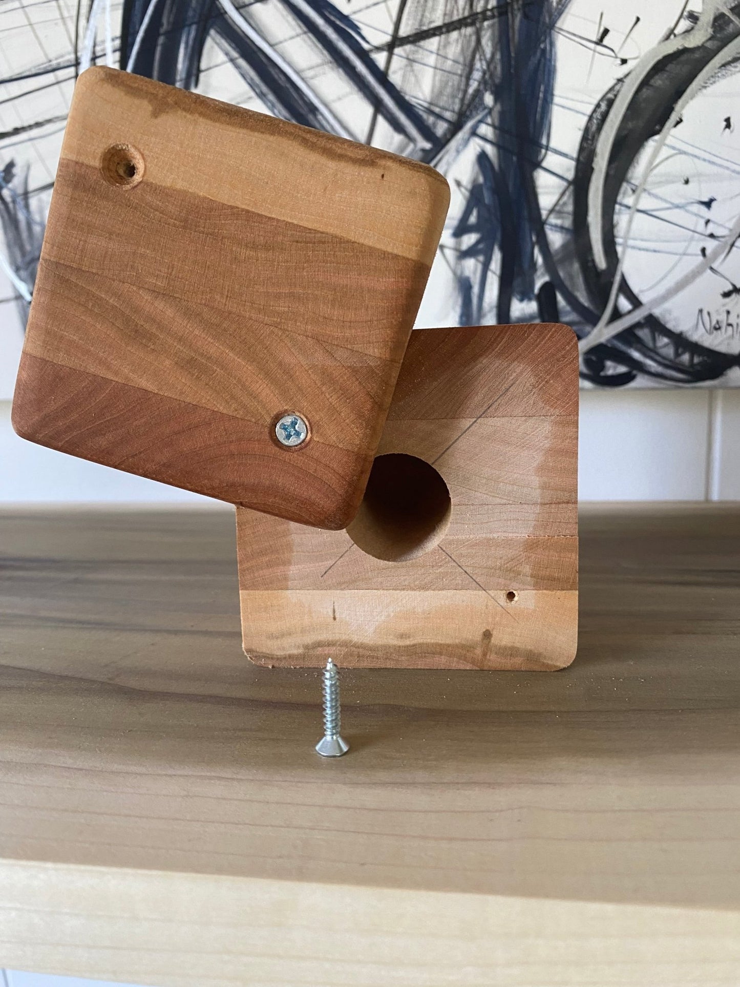 Keepsake Therapy Cube-Minimalist Cherry wood-Stress relief block