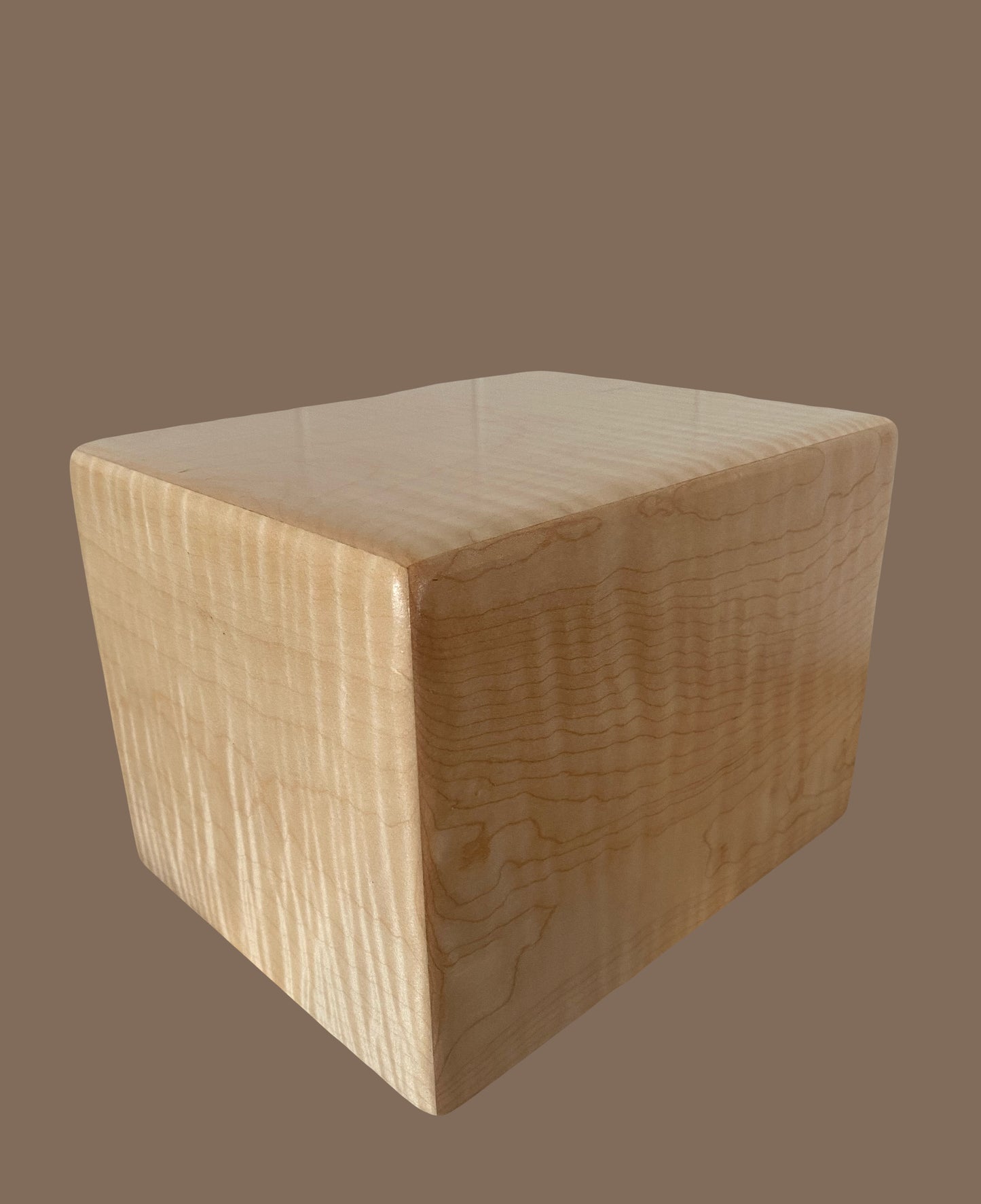 Minimalist Cremation Rounded Urn-Curly Maple, for Adult Human Ashes, up to 200 pounds