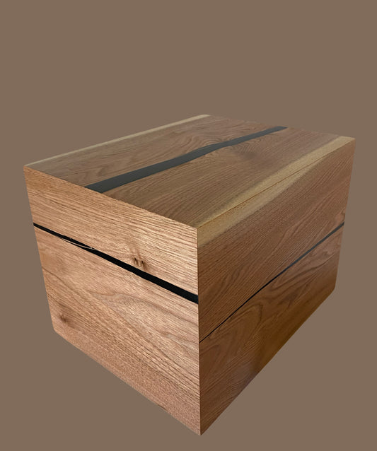 Cremation Urn- Butternut—black epoxy, imperfect, knotty for Ashes, up to 300 pounds