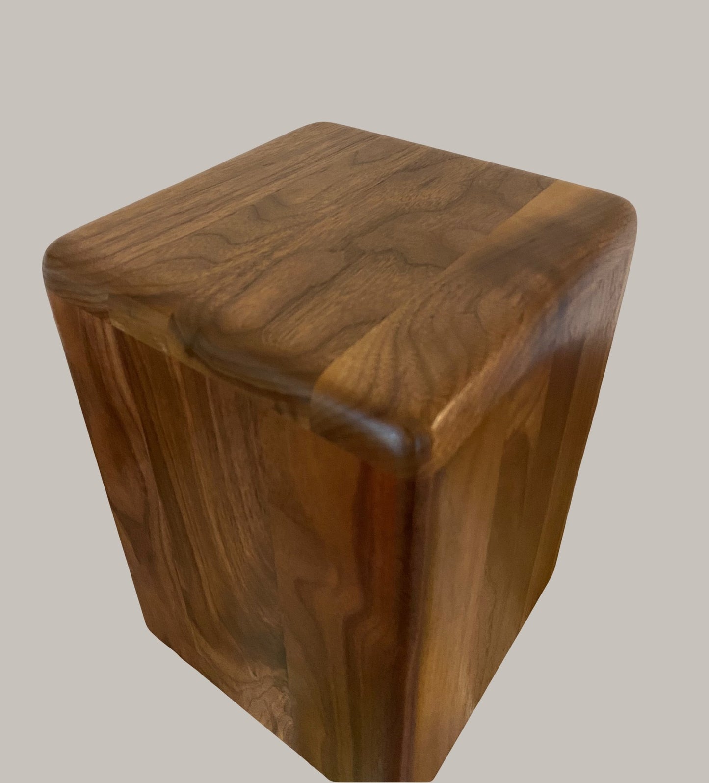 Modernist Cremation Urn-pillar, Black Walnut marbled, imperfect, wood for Ashes, up to 315 pounds