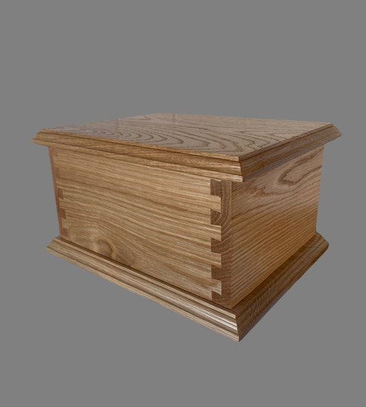 Oak Dovetail Urn for Adult Human Ashes, up to 230 pounds