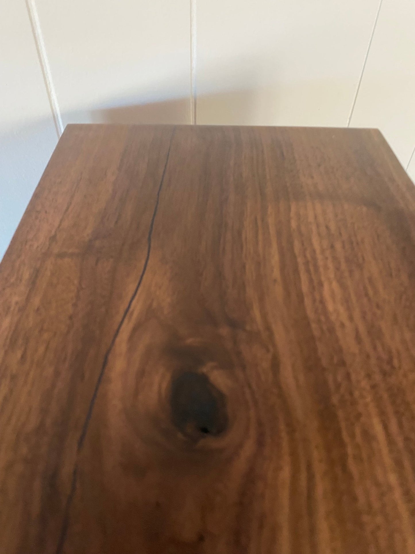 Minimalist Cremation Urn-Black Walnut, blue epoxy, imperfect, knotty, for ashes, up to 350 pounds