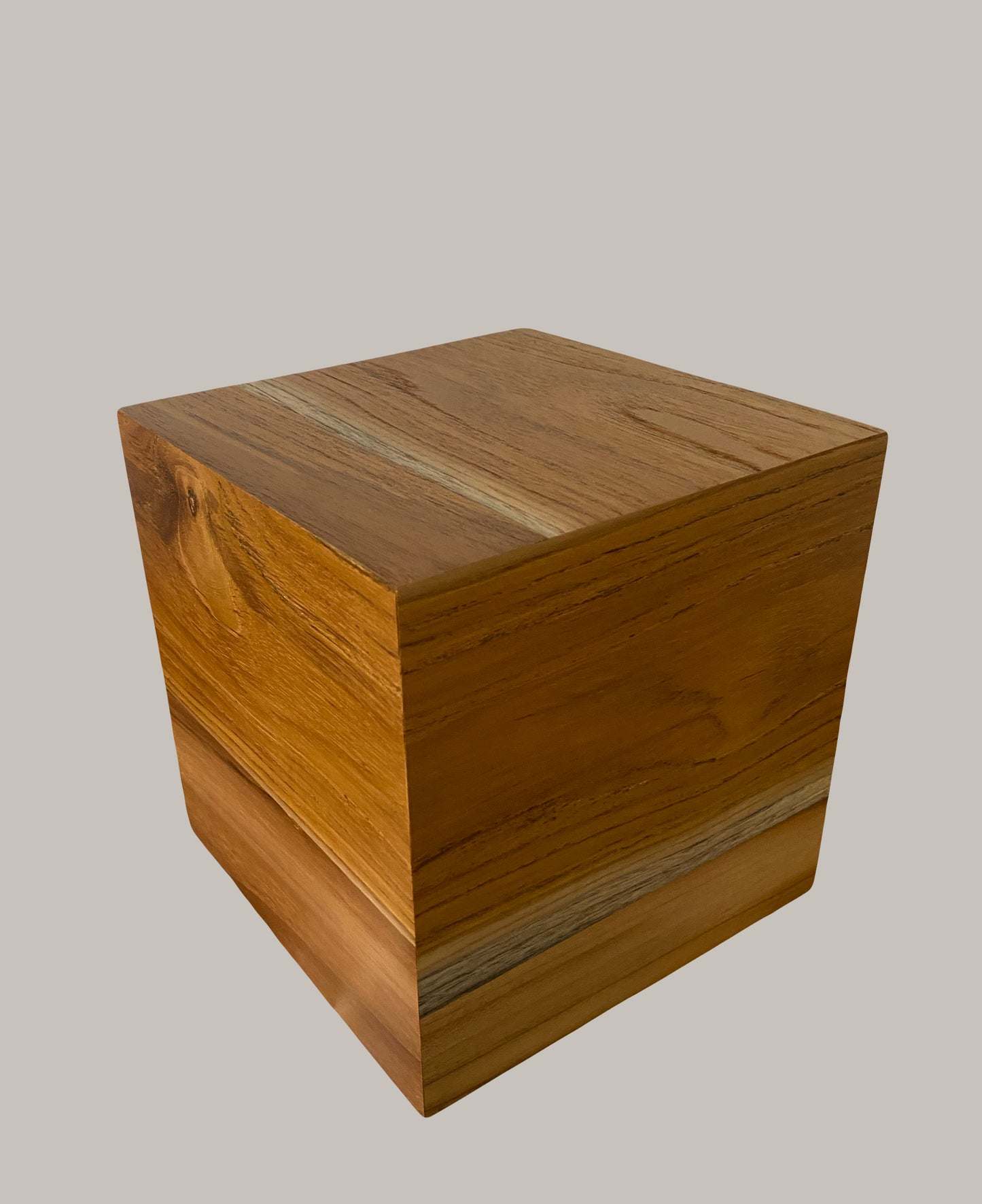 Minimalist Cremation Urn-Teak , for Adult Human Ashes, up to 180 pounds