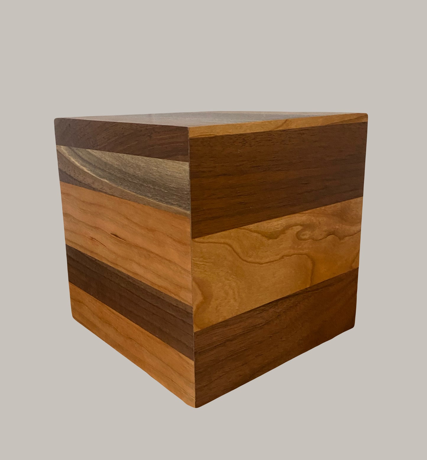 Cube Minimalist Cremation Urn-Black Walnut and Cherry, Human Ashes, up to 90 pounds