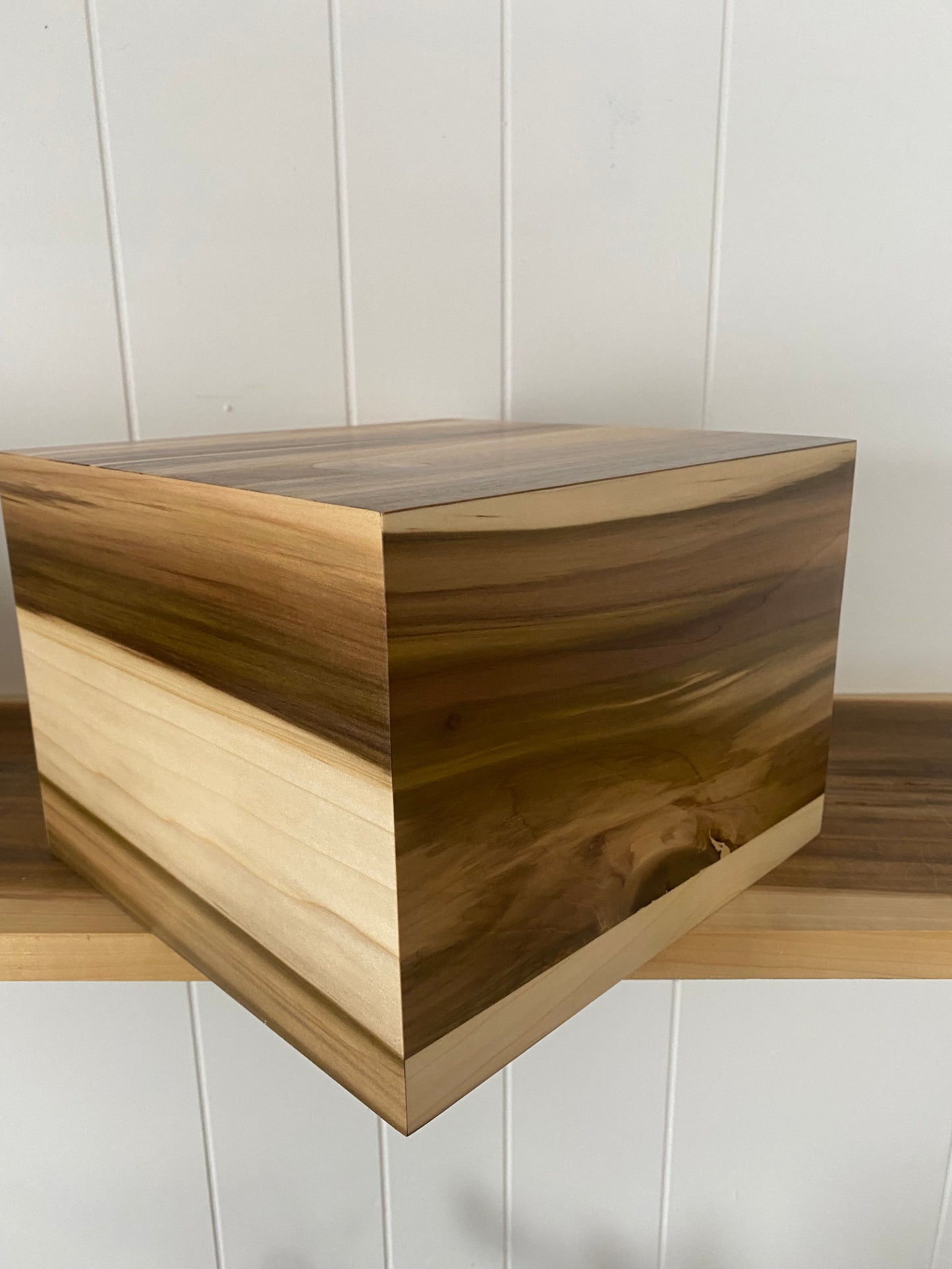 Minimalist Cremation Urn-Tulip Poplar, for Adult Human Ashes, up to 315 pounds