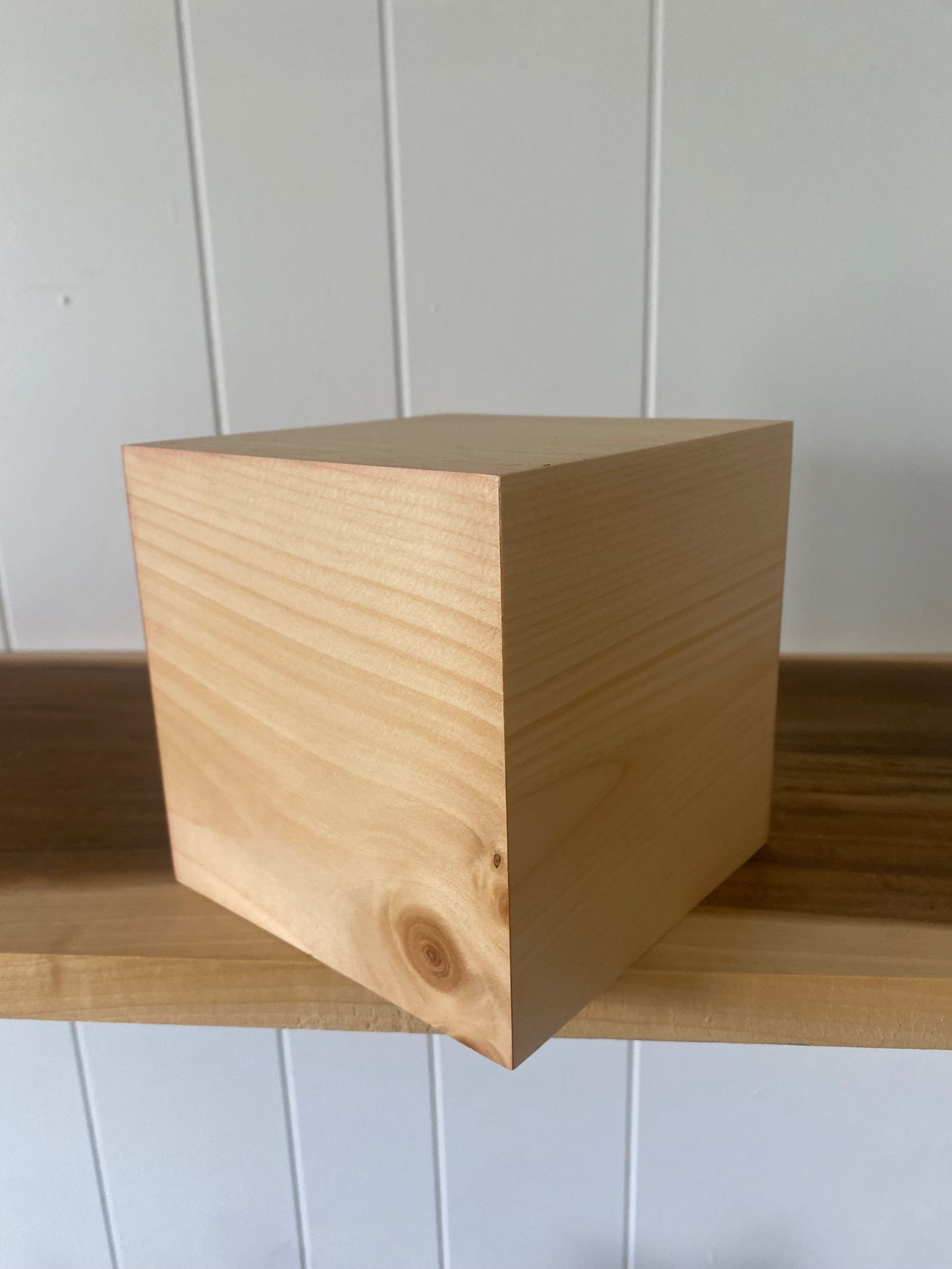 Pine wood Cube Cremation Urn for Small Human ashes, up to 90 pounds