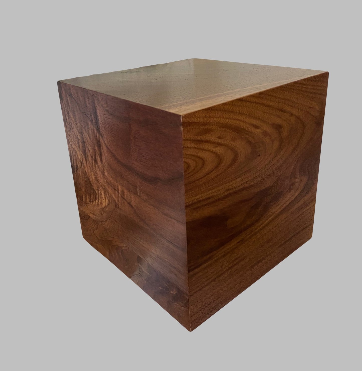 Minimalist Cremation Urn-Black Walnut, blue epoxy, marbled imperfect wood, for Adult Human Ashes, up to 215 pounds