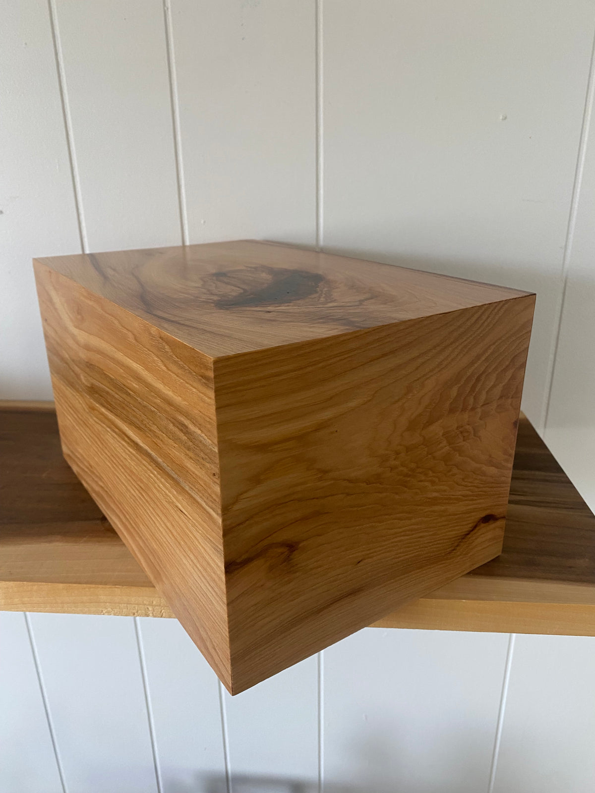 Minimalist Cremation Urn-Hickory, black epoxy for Adult Human Ashes, up to 240 pounds