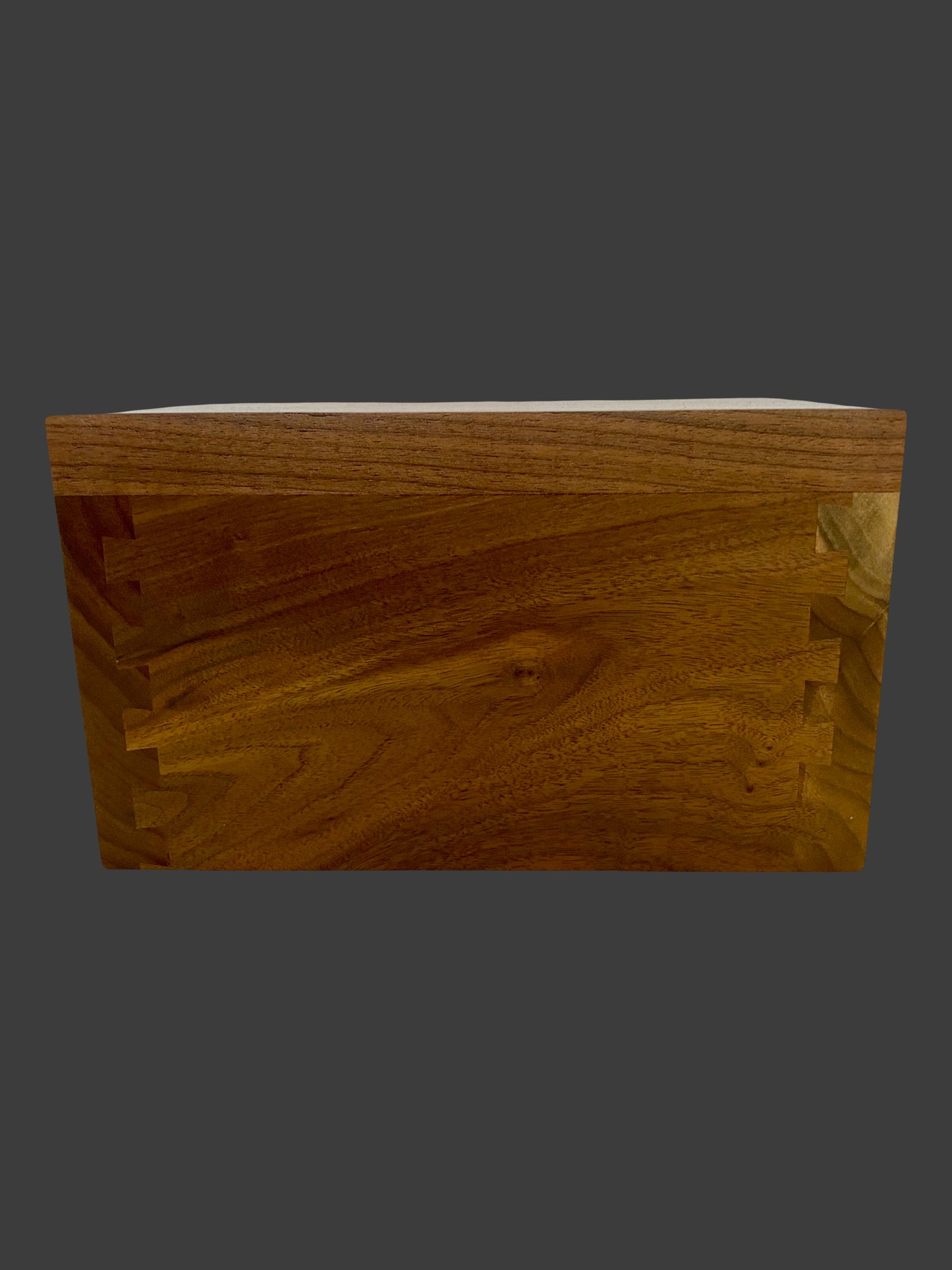 Minimalist Cremation Urn-Black Walnut-dovetail, for Adult Human Ashes, up to 120 pounds