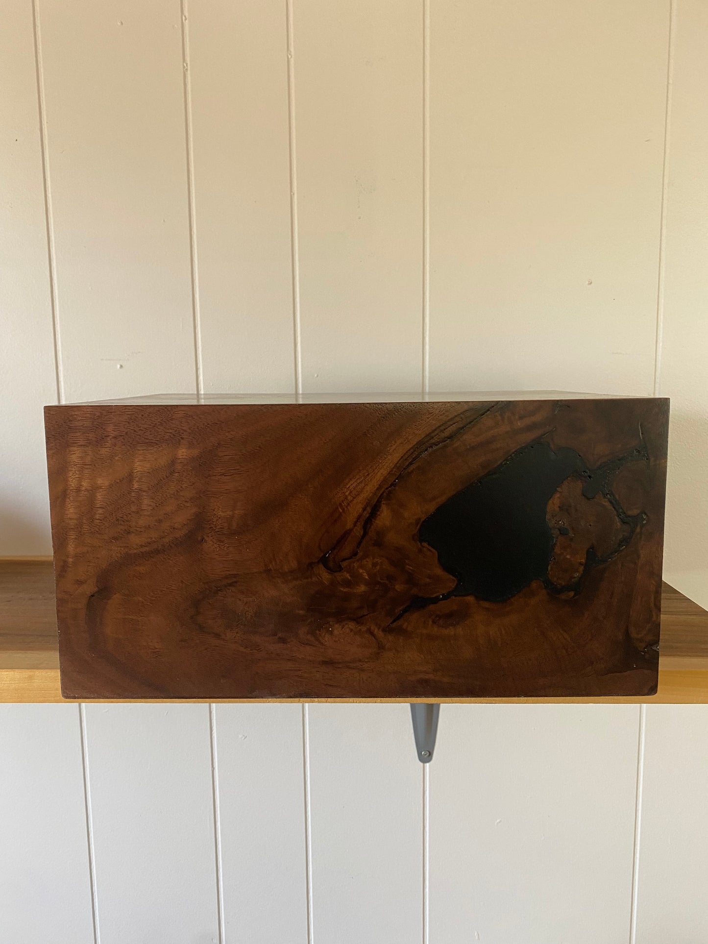 Minimalist Cremation Urn-Black, Walnut, black, green and blue epoxy for Adult Human Ashes, up to 325 pounds