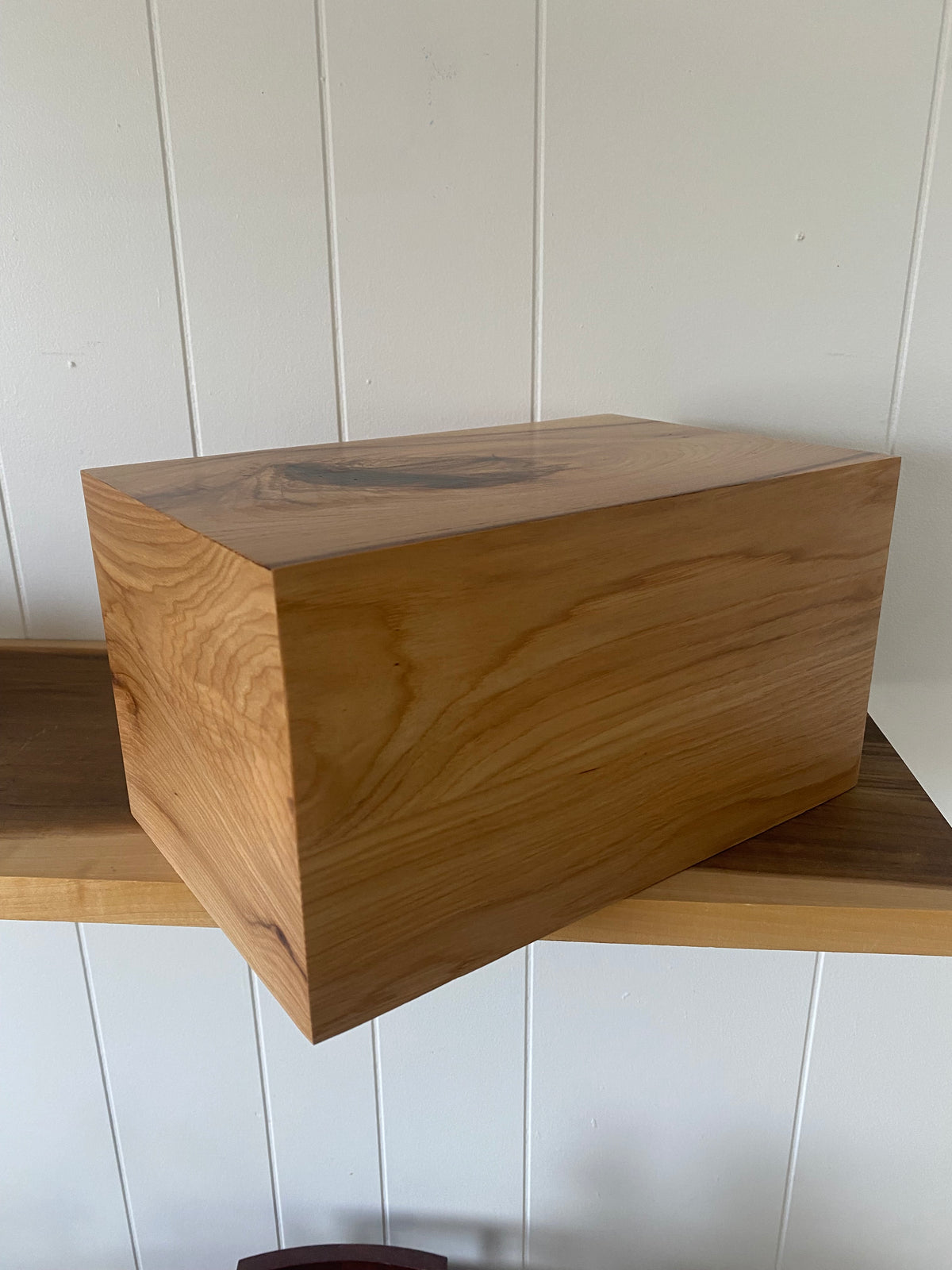 Minimalist Cremation Urn-Hickory, black epoxy for Adult Human Ashes, up to 240 pounds