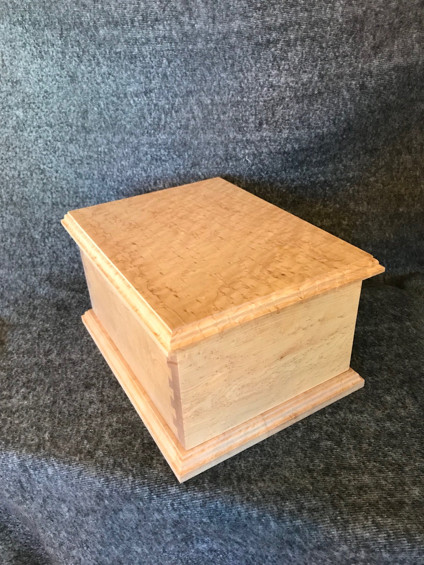 Birdseye Maple Dovetail Cremation Urn for Adult Human Ashes, up to 230 pounds