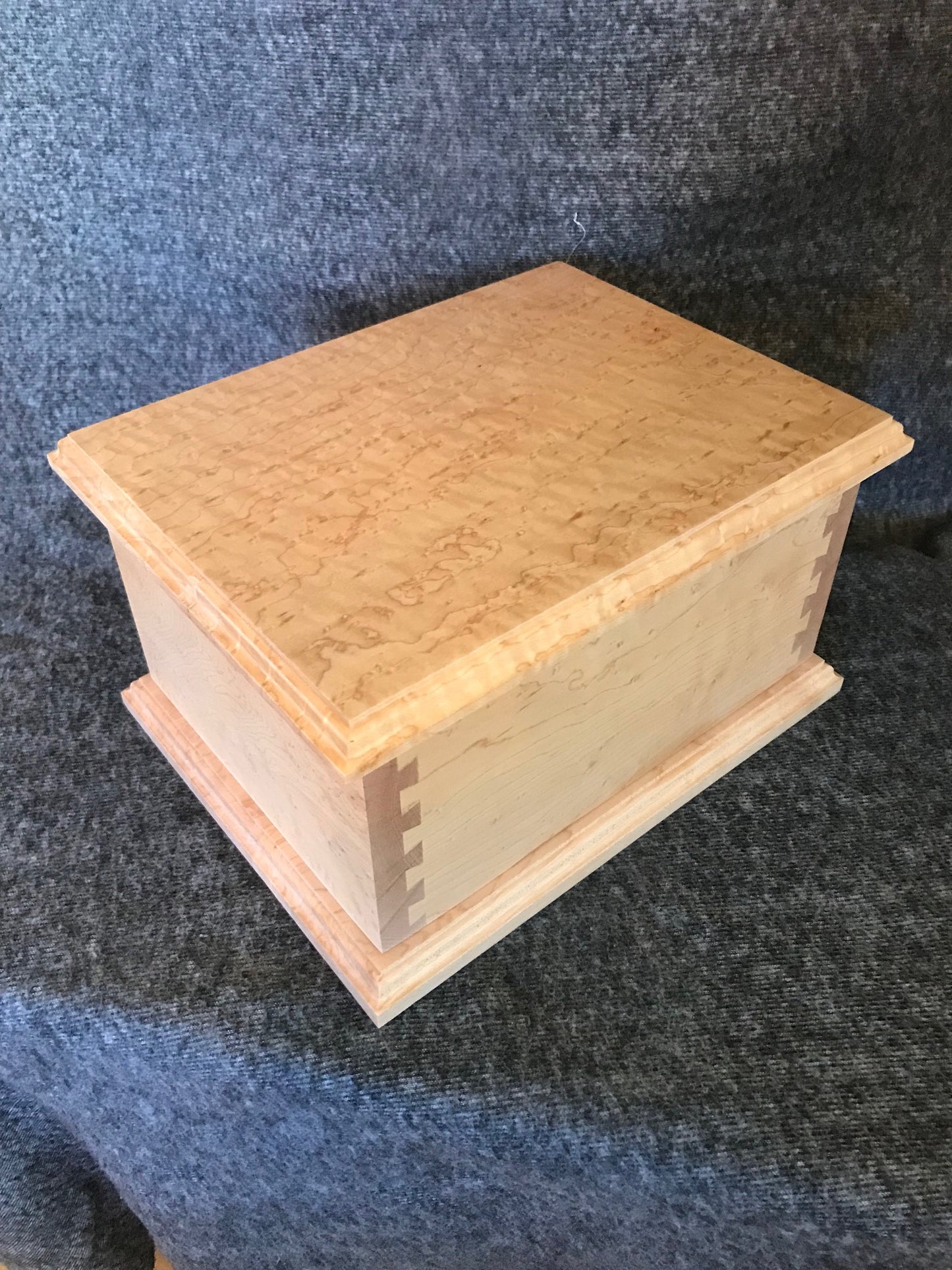 Birdseye Maple Dovetail Cremation Urn for Adult Human Ashes, up to 230 pounds