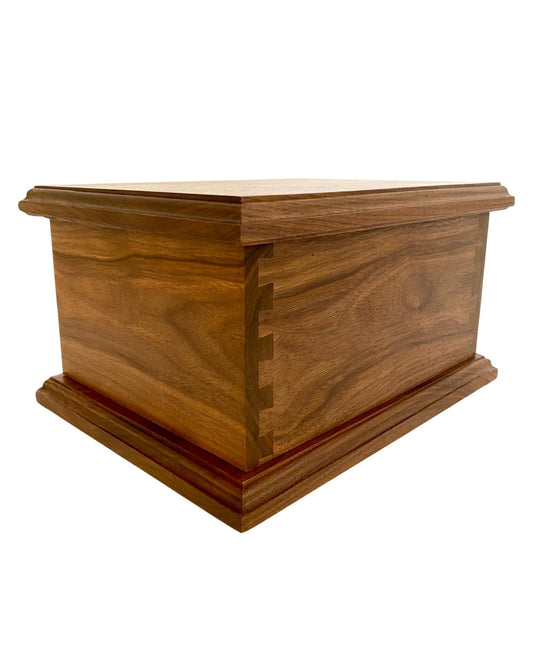 Black Walnut Dovetail Urn for Human Ashes, up to 230 pounds