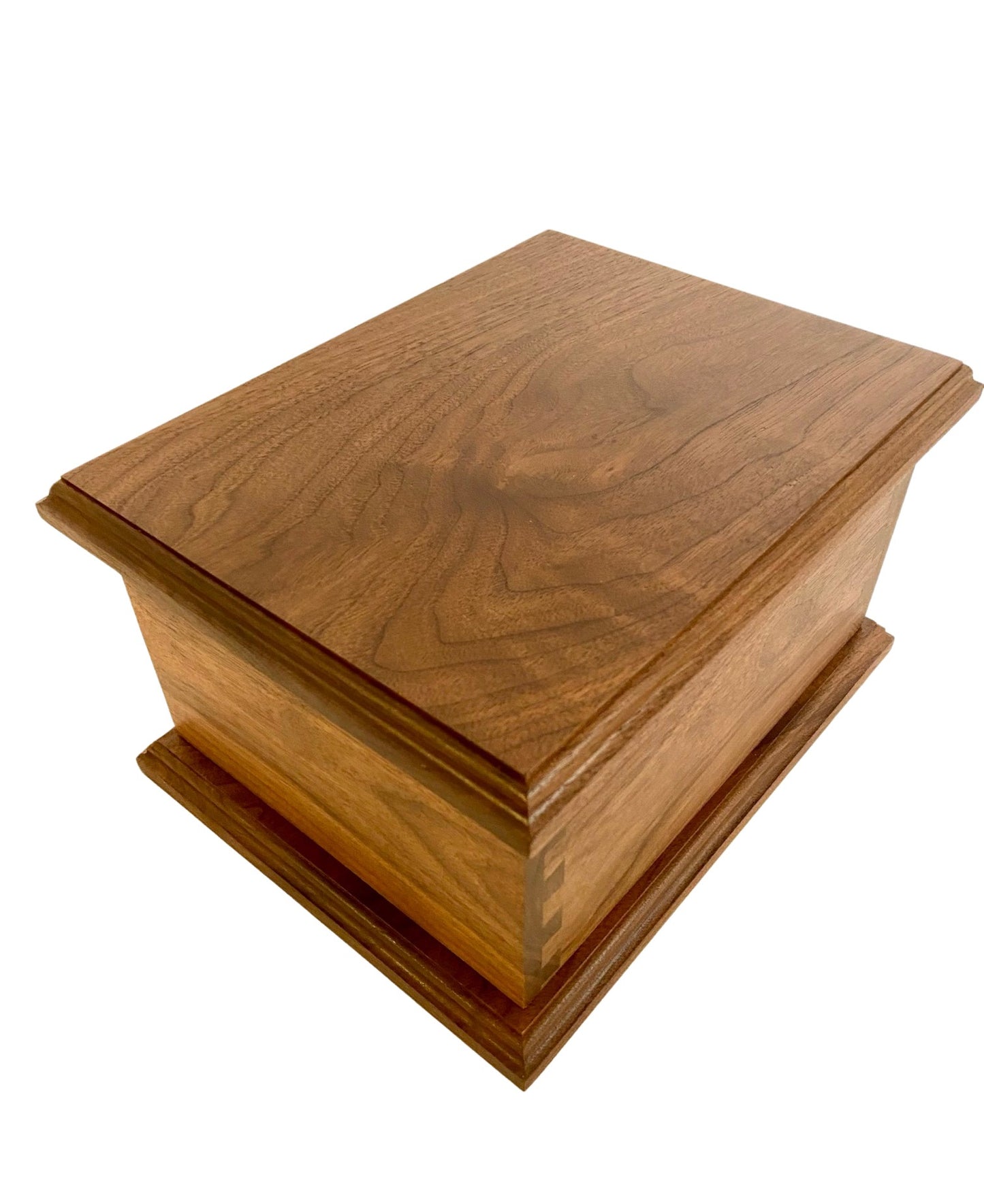 Black Walnut Dovetail Urn for Human Ashes, up to 230 pounds