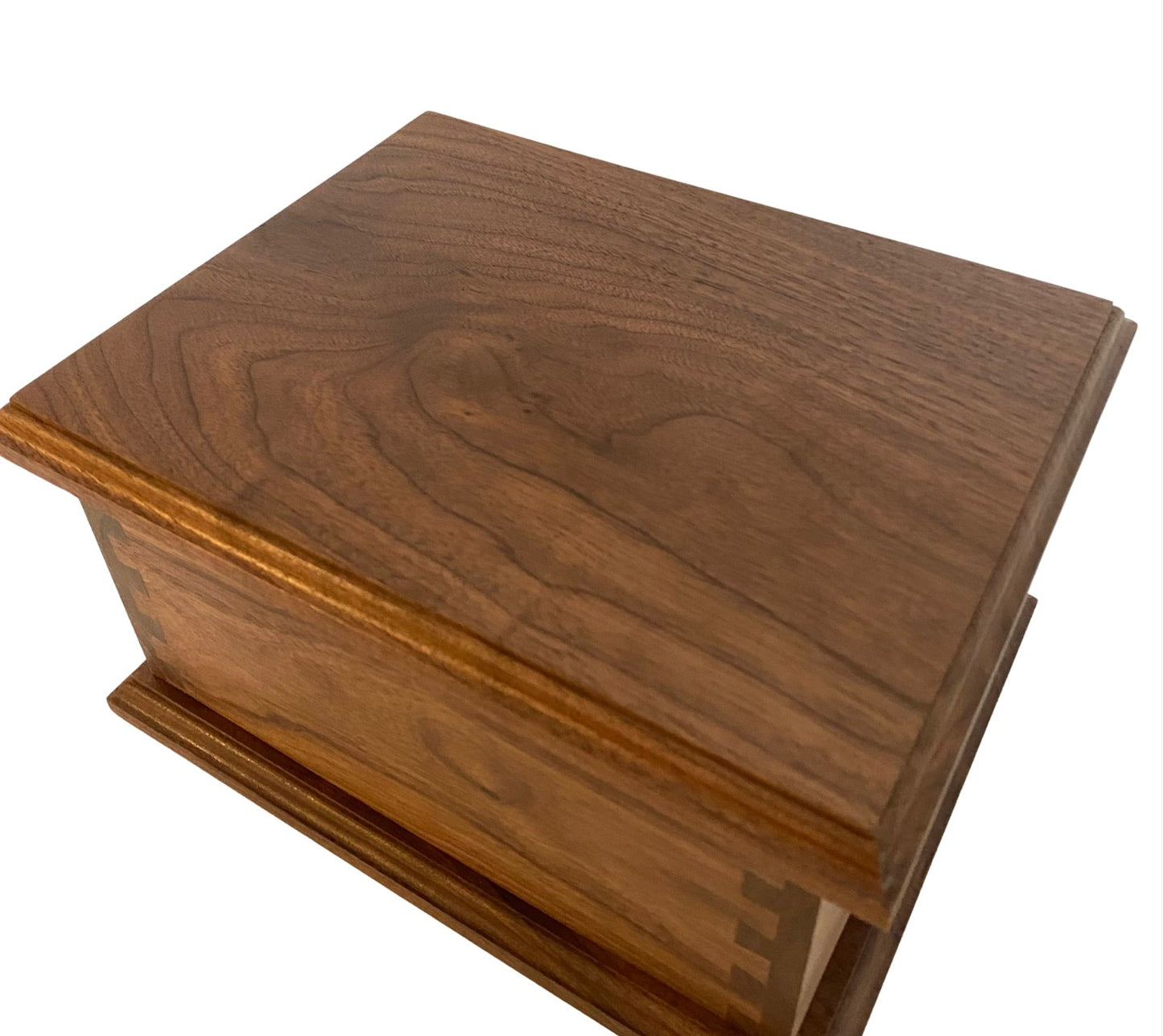 Black Walnut Dovetail Urn for Human Ashes, up to 230 pounds